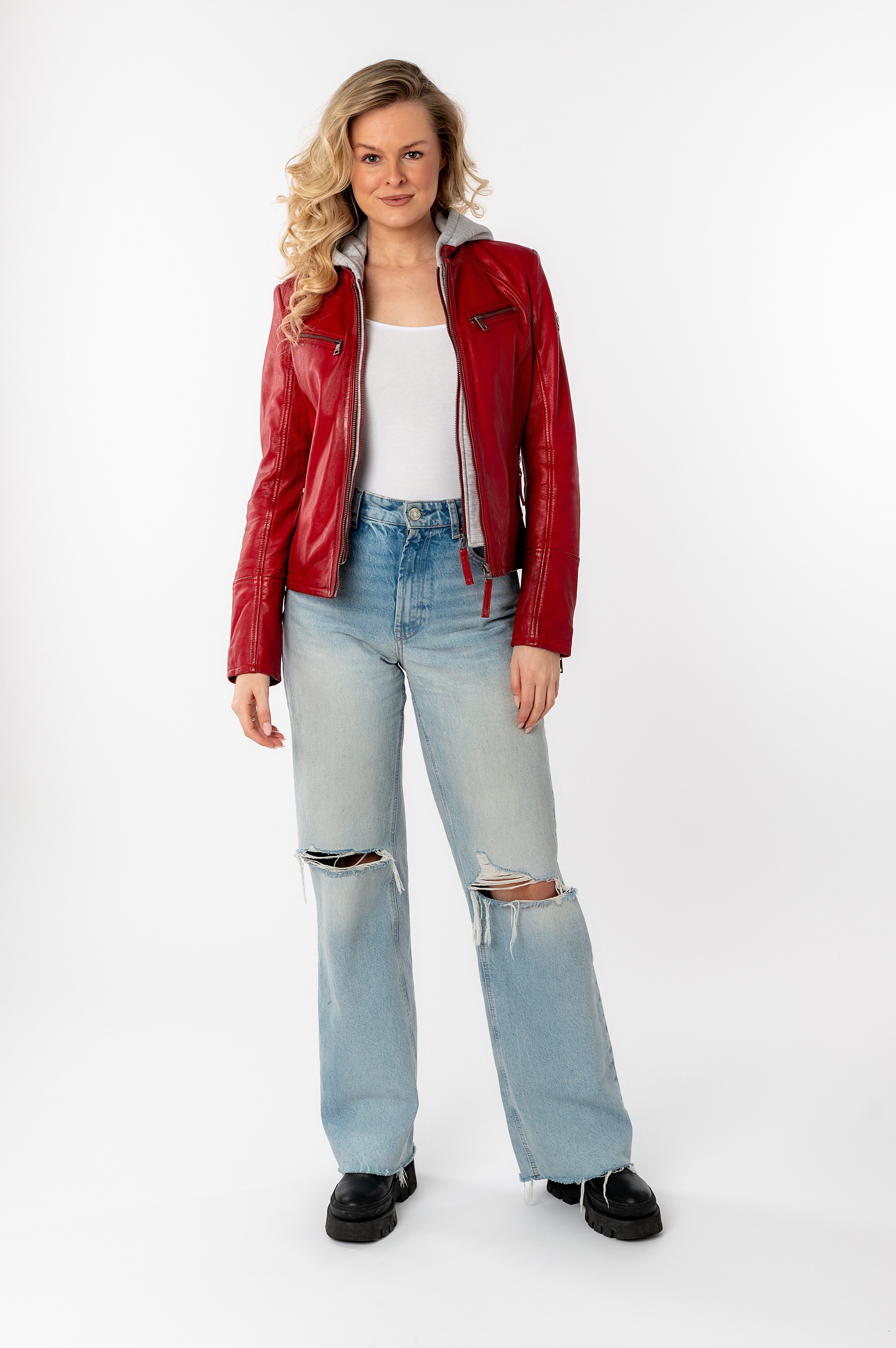Mauritius Leren jack NOLA Two-in-one stijl - met een afneembare jerseycapuchon
