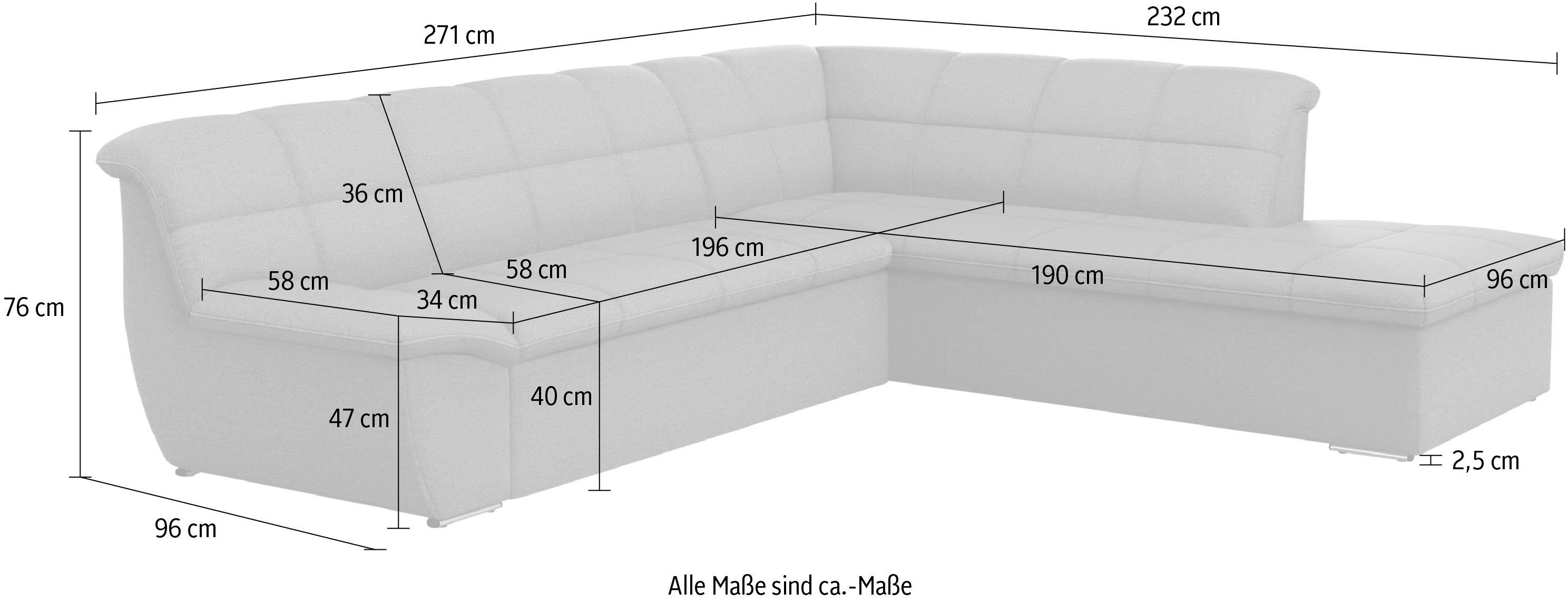 DOMO collection Hoekbank Splash, actuele zit- en rugsteppingen, materiaalmix, L-vorm