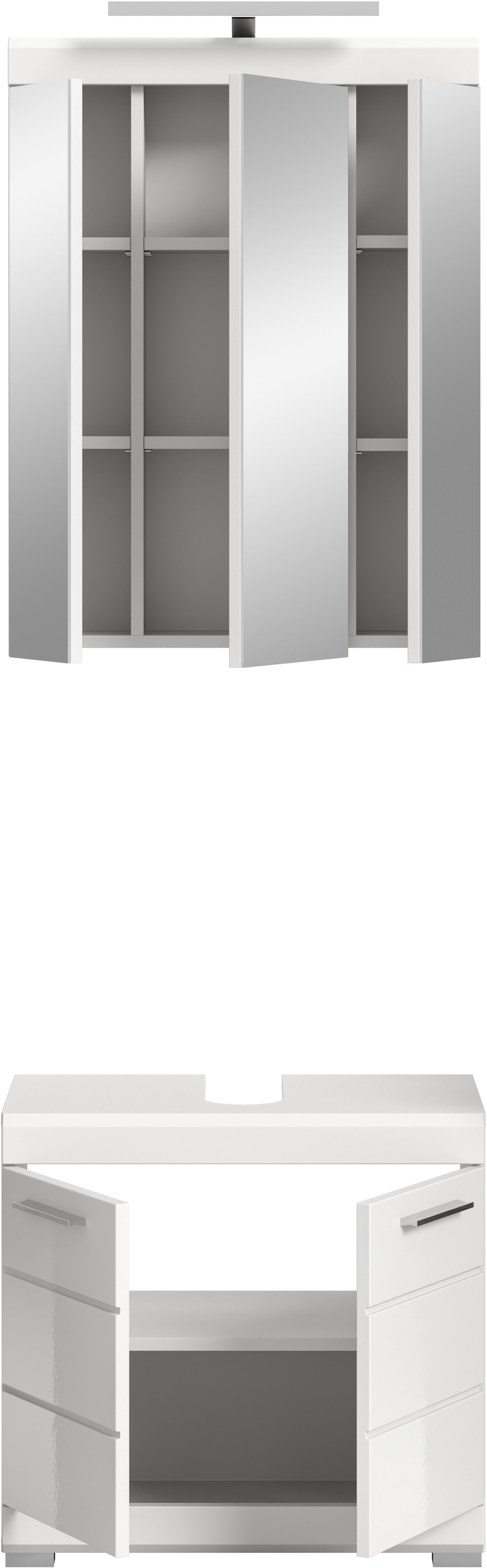 INOSIGN Badkamerserie Siena, 2-delig, inclusief LED-verlichting, bestaande uit: (set, 2 stuks)