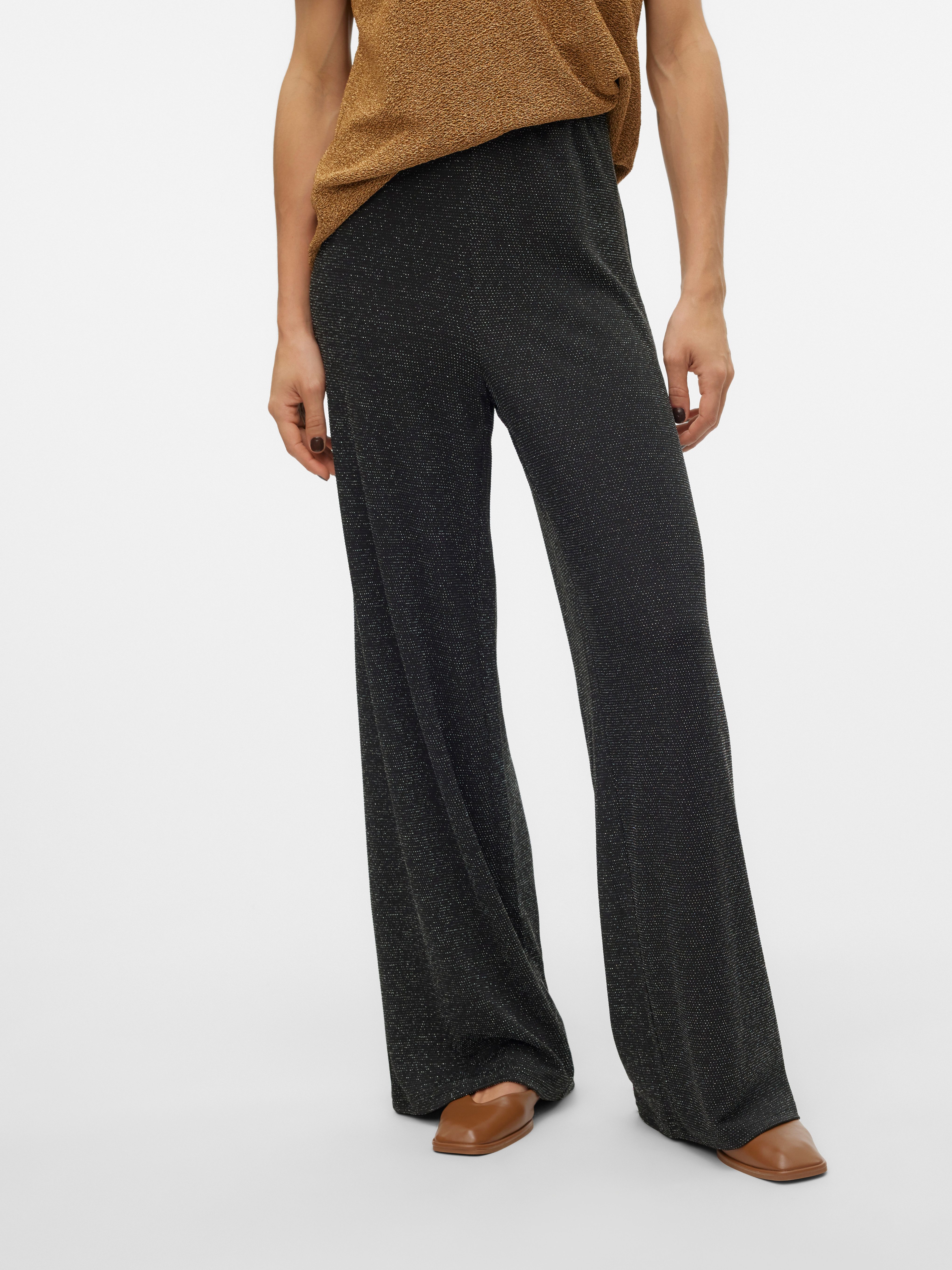 Vero Moda Glitter Wijde Broek Zwart Zilver Lurex Black Dames