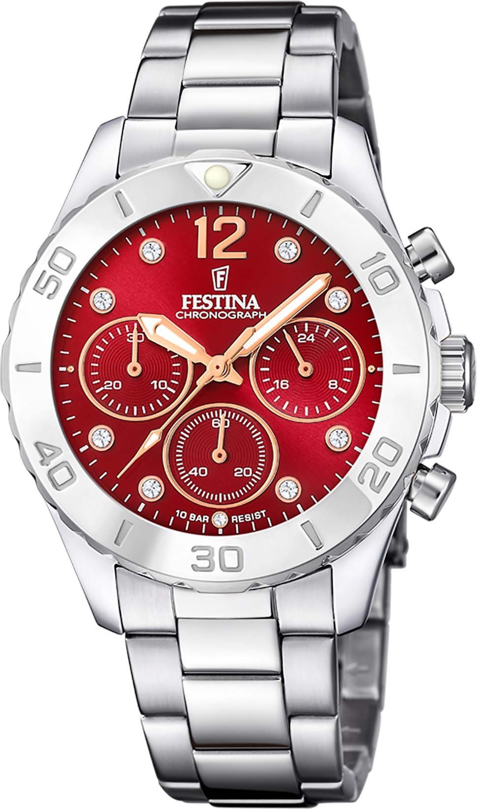 Festina Chronograaf Boyfriend, F20603/2 Horloge, quartzhorloge, dameshorloge,...