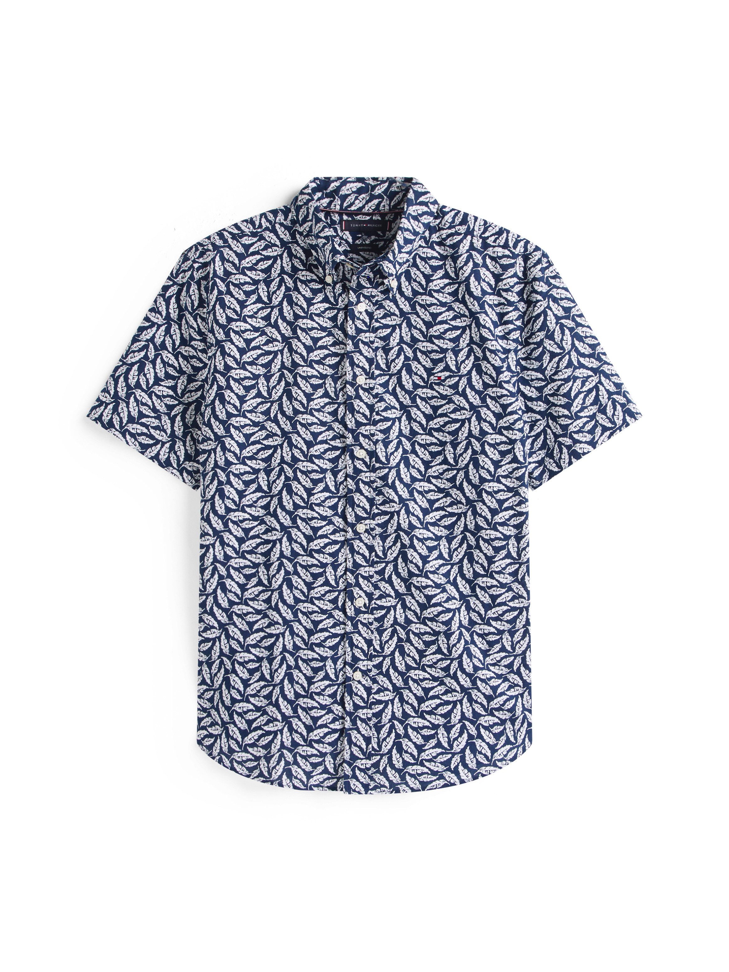 Tommy Hilfiger Overhemd met korte mouwen LINEN BLEND PRINT S/S RF SHIRT modieuze print, met linnen aandeel