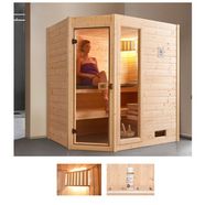 weka sauna valida hoek 1 5,4 kw kachel met interne bediening, met raam beige