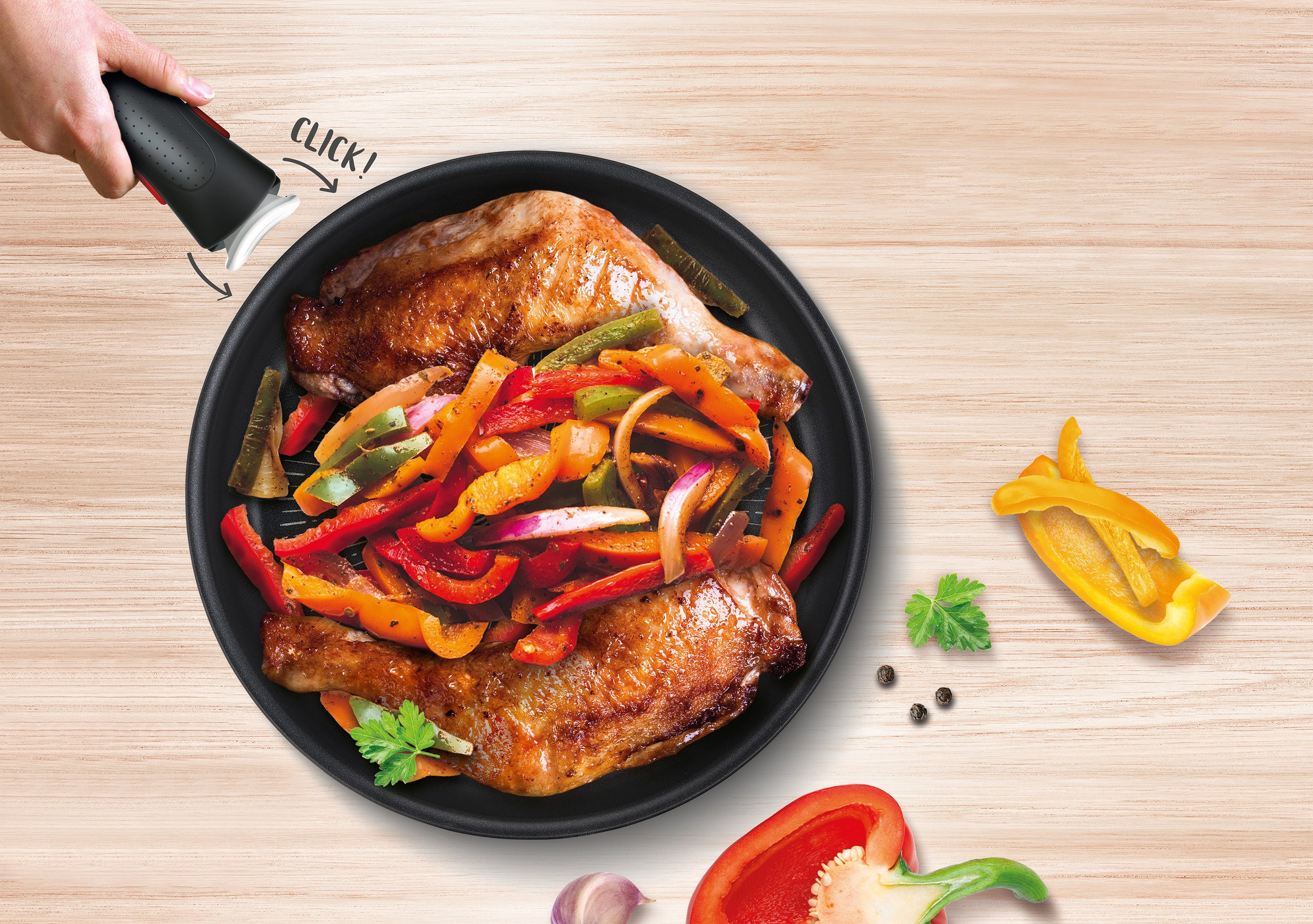 Tefal Pannenset L15890 Ingenio XL Force, kookpan set niet inductiegeschikt Anti-aanbakcoating, thermo-signaal bij ideale baktemperatuur (set, 4-delig)