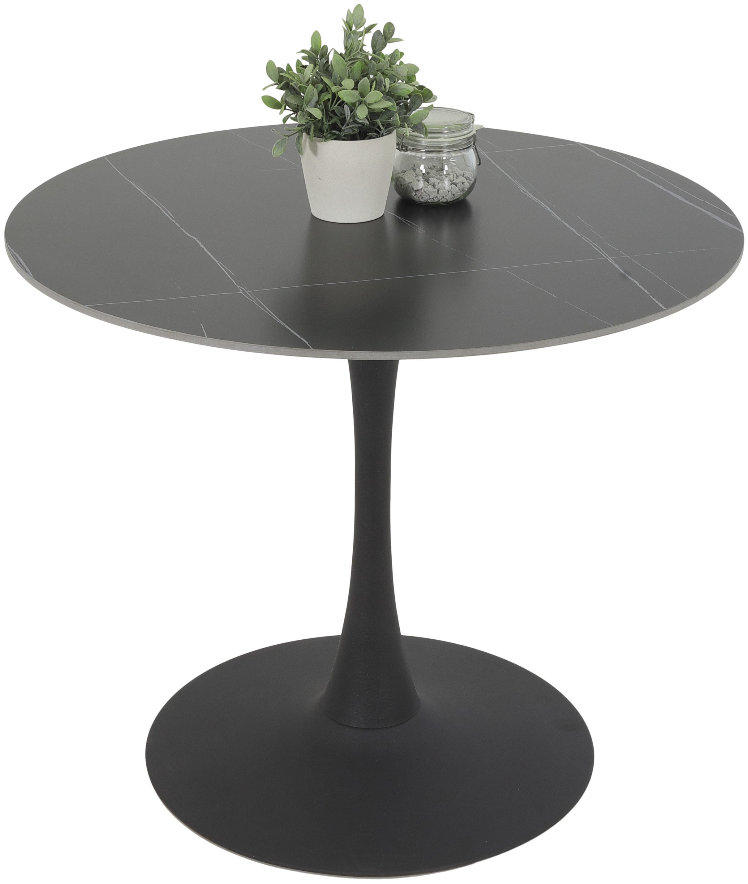 HELA Eethoek MOSEL Tafel 90x75 cm, ronde plaat, gesinterde steen, armleuningsstoel (3-delig)