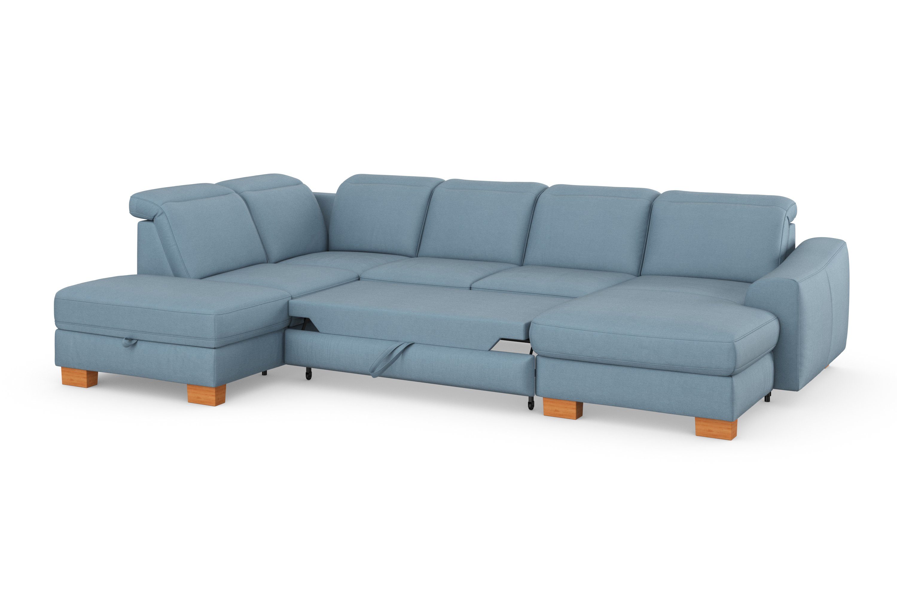 sit&more Zithoek Dundee U-vorm met binnenvering en massief houten poten, naar keuze met verstelbare hoofdsteun