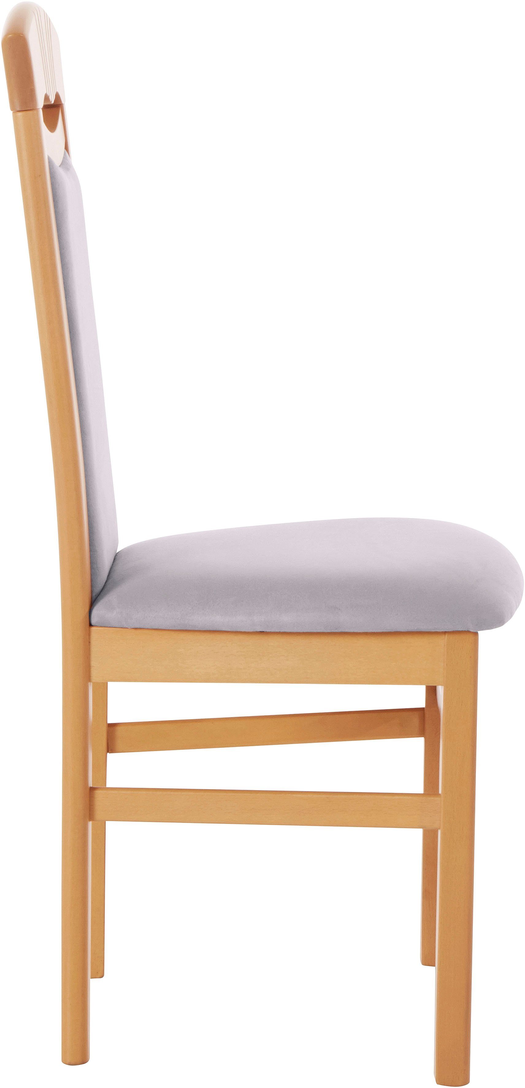 Home affaire Eetkamerstoel Franz slijtvast microvezel, onderstel beuken naturel of wit, houten stoel (set, 2 stuks)