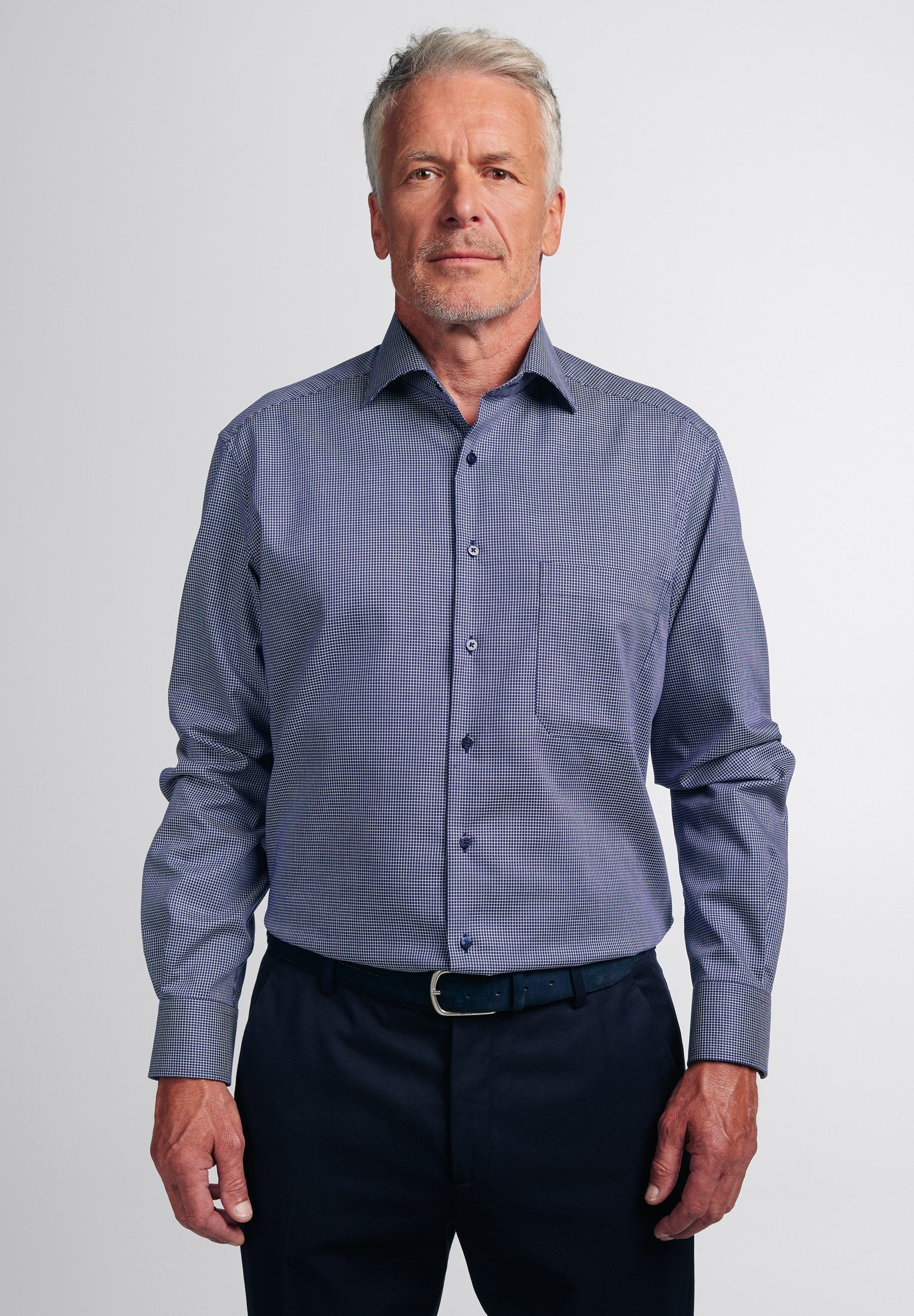 Eterna Overhemd met lange mouwen Comfort fit NON IRON (strijkvrij) heren overhemden maat 46 blauw