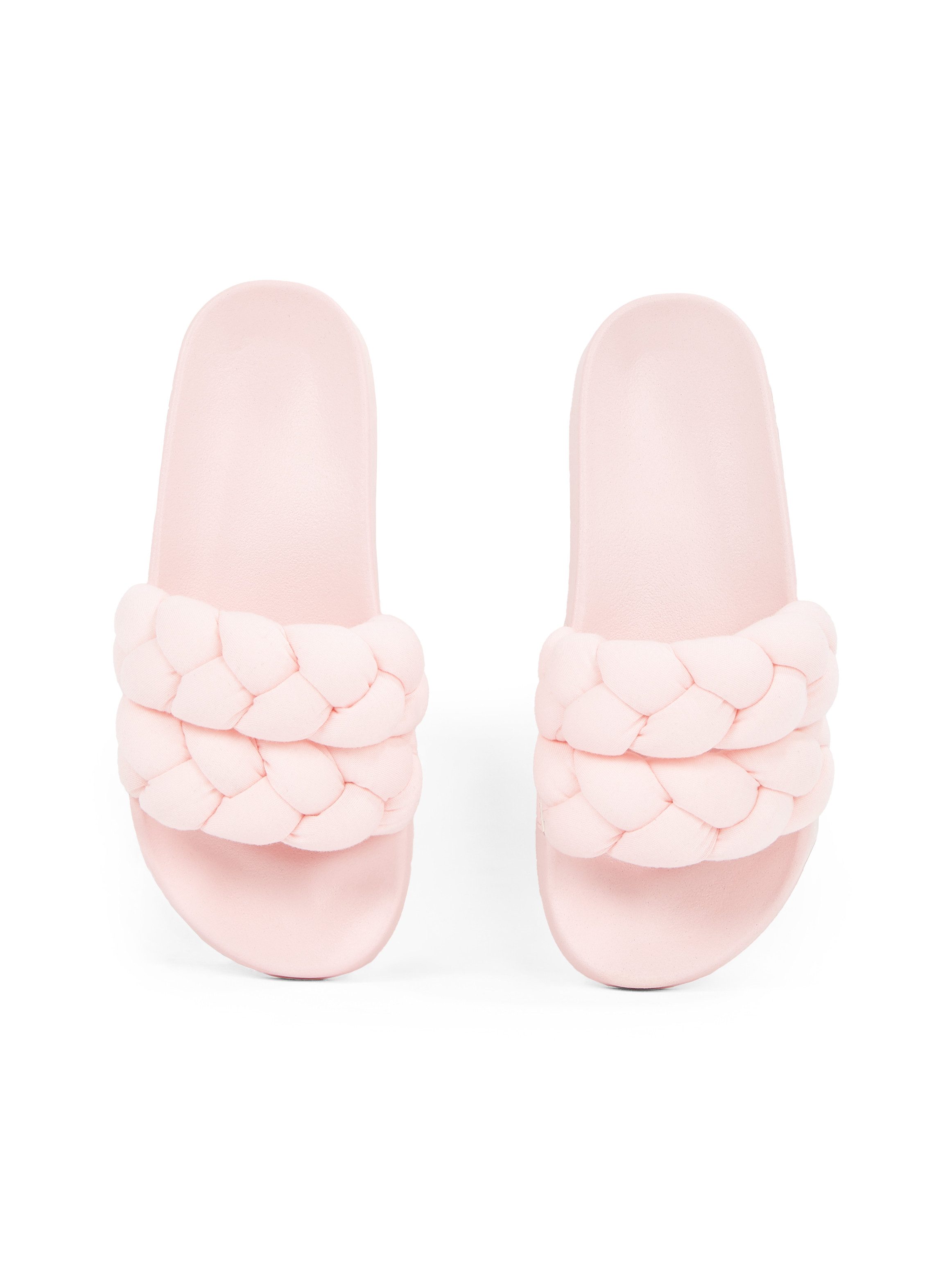 TOMMY JEANS Slippers TJW BRAIDED SLIDE , zomerschoen, flats, instapschoen, gevlochten, gewatteerde bandage