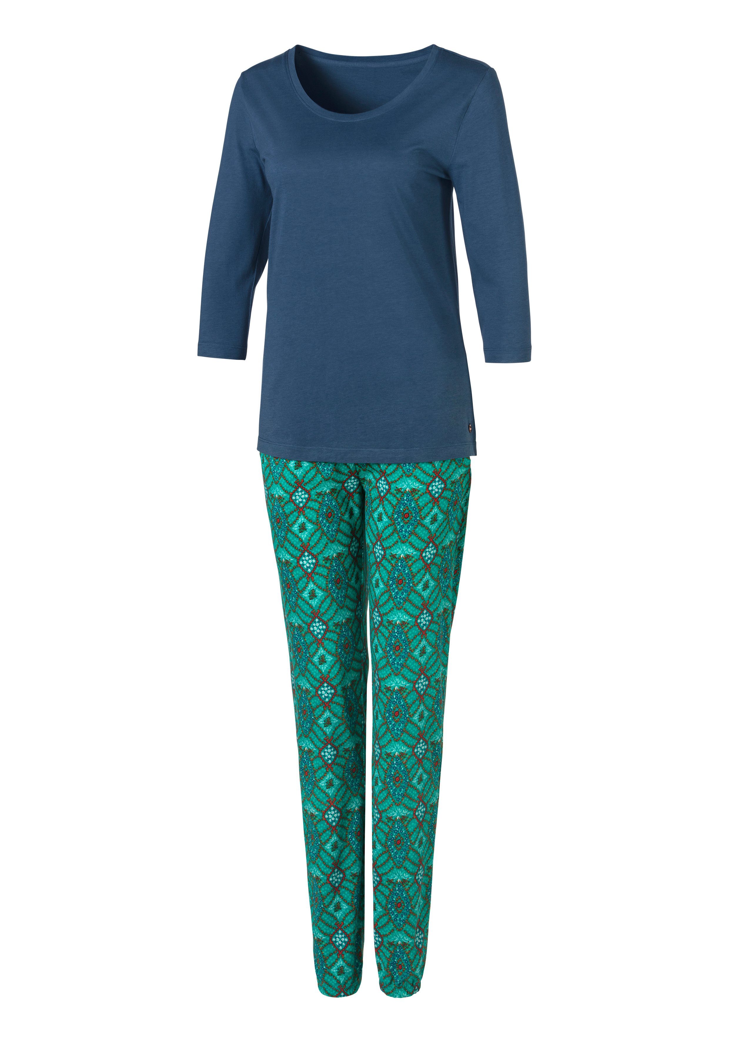 s.Oliver RED LABEL Beachwear Pyjama ornamentprint met 3/4-mouwen (2-delig, 1 stuk)