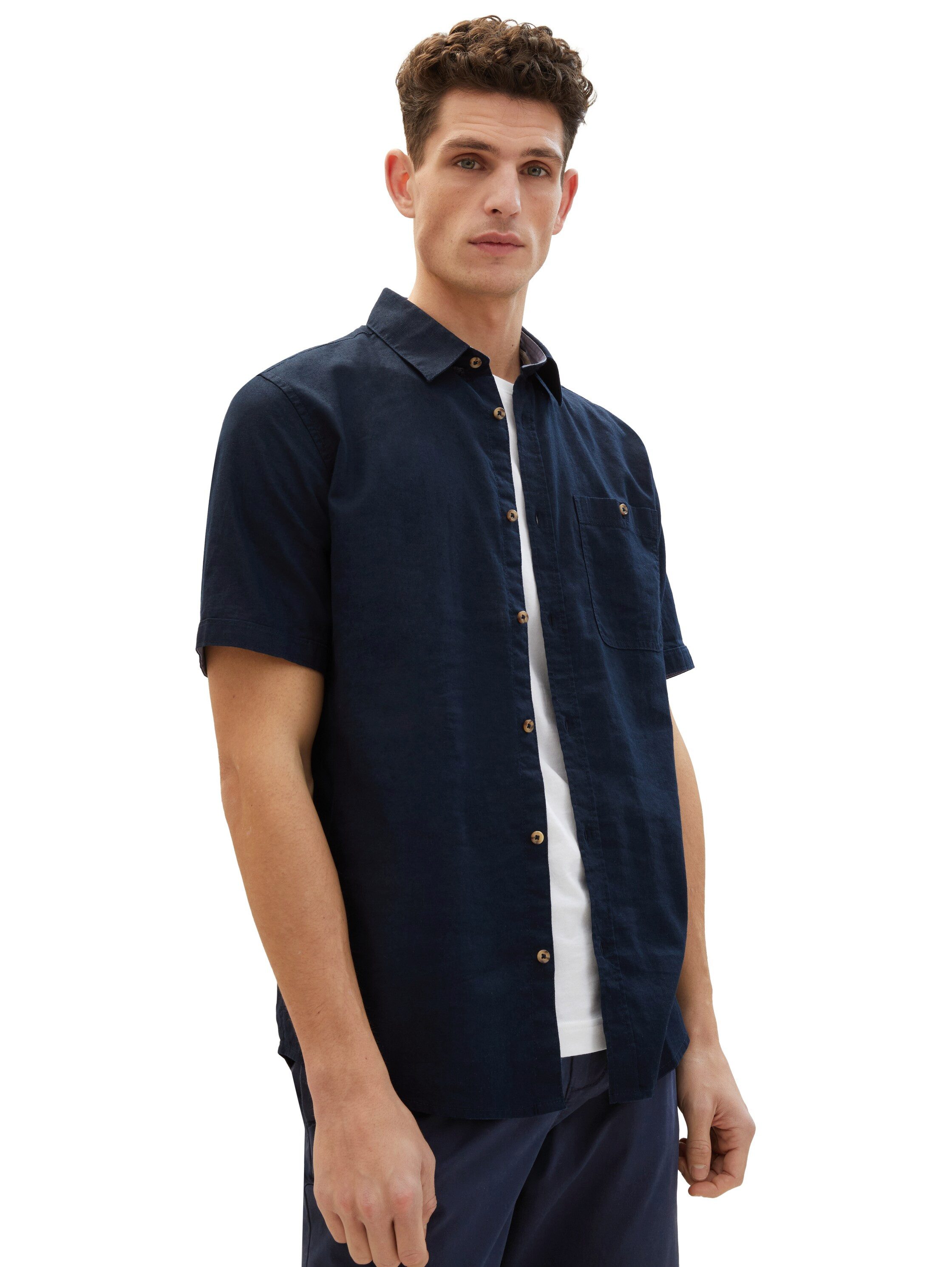 Tom Tailor Overhemd met korte mouwen met logo merk
