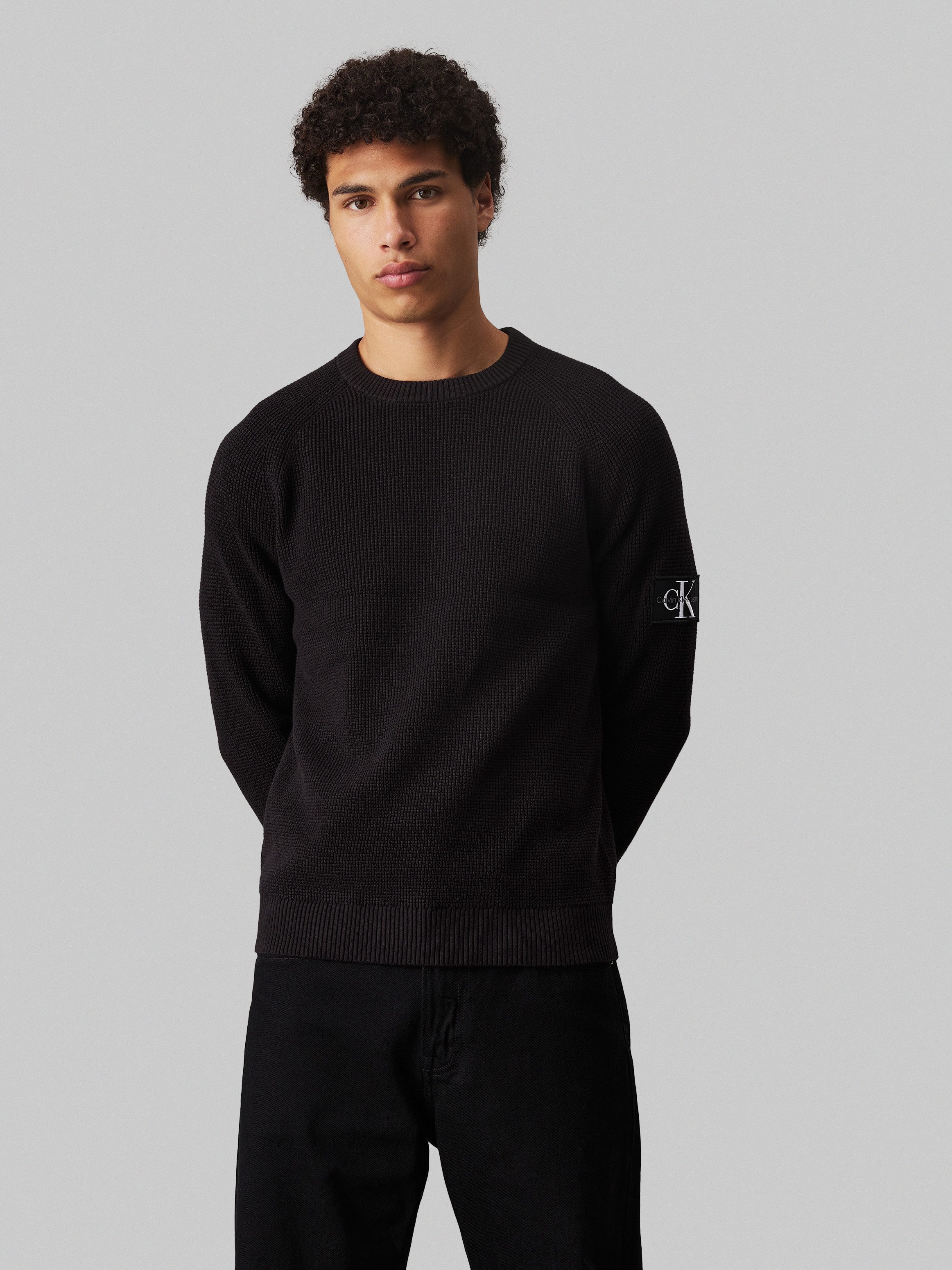 Oversized Biologisch Katoenen Ribtrui Calvin Klein Jeans , Black , Heren