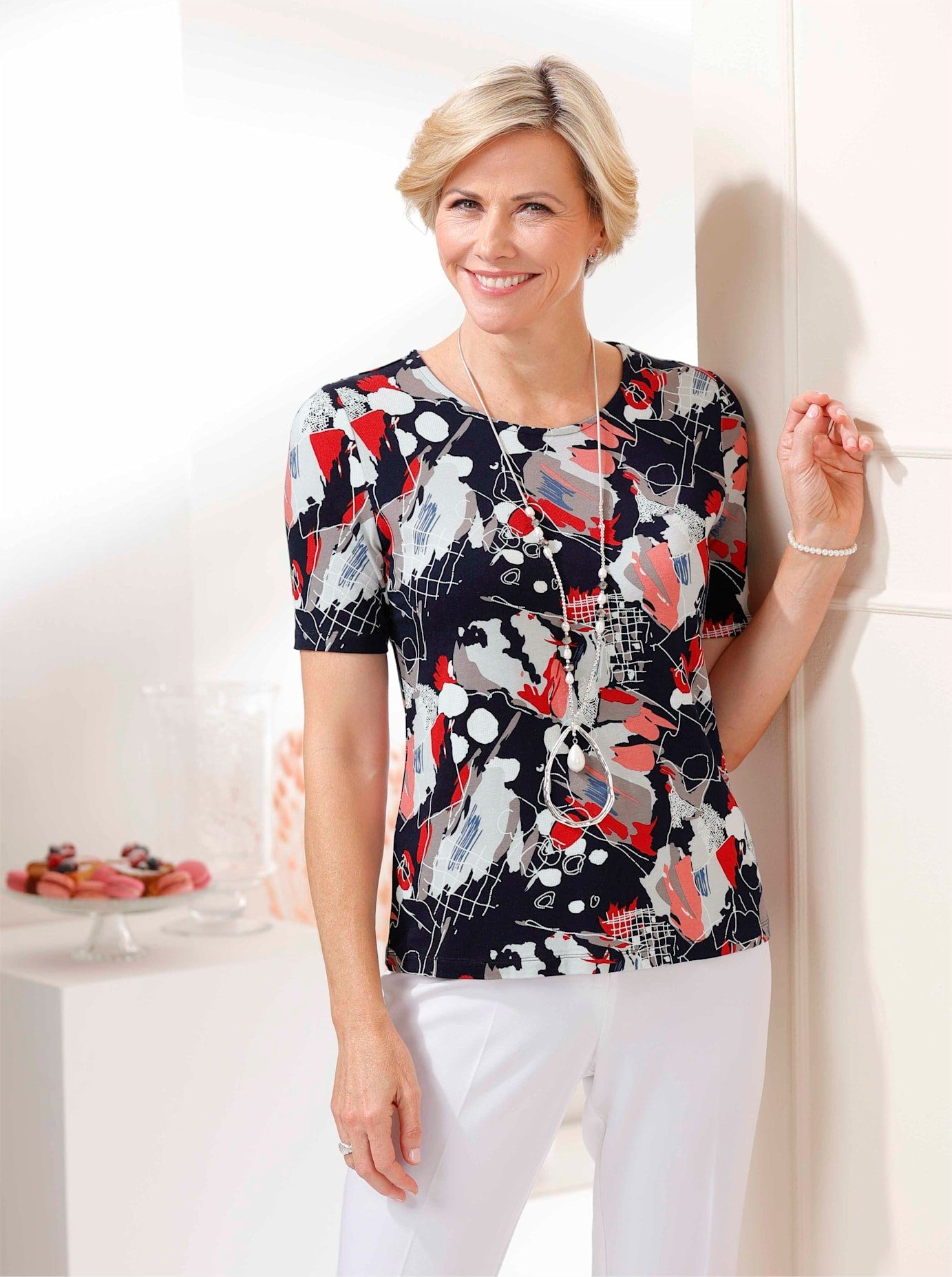Classic Shirt met korte mouwen Shirt (1-delig) dames t-shirts maat 54 blauw