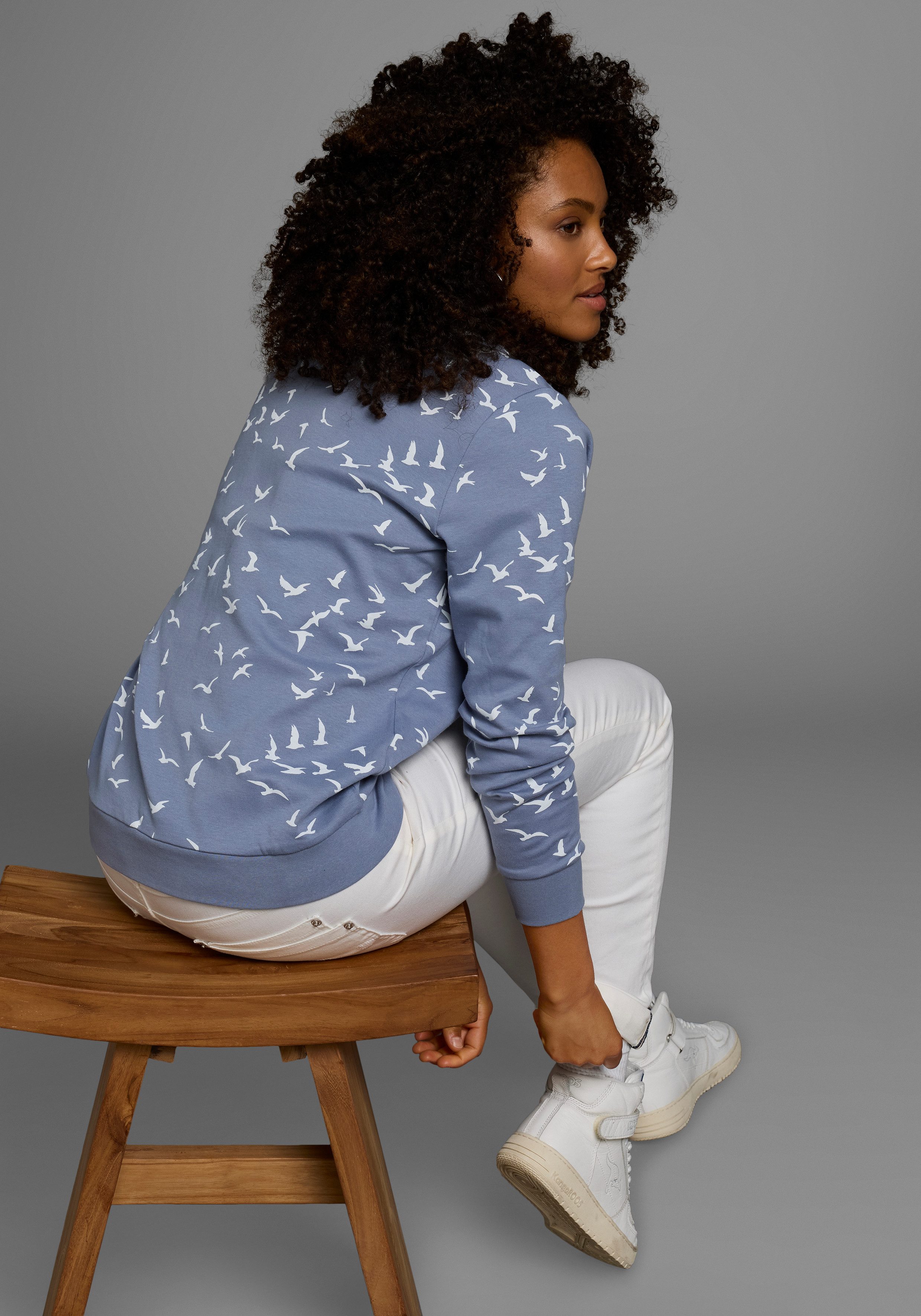KangaROOS Sweatshirt Lange mouwen, figuurvolgende snit, bedrukt, ronde hals