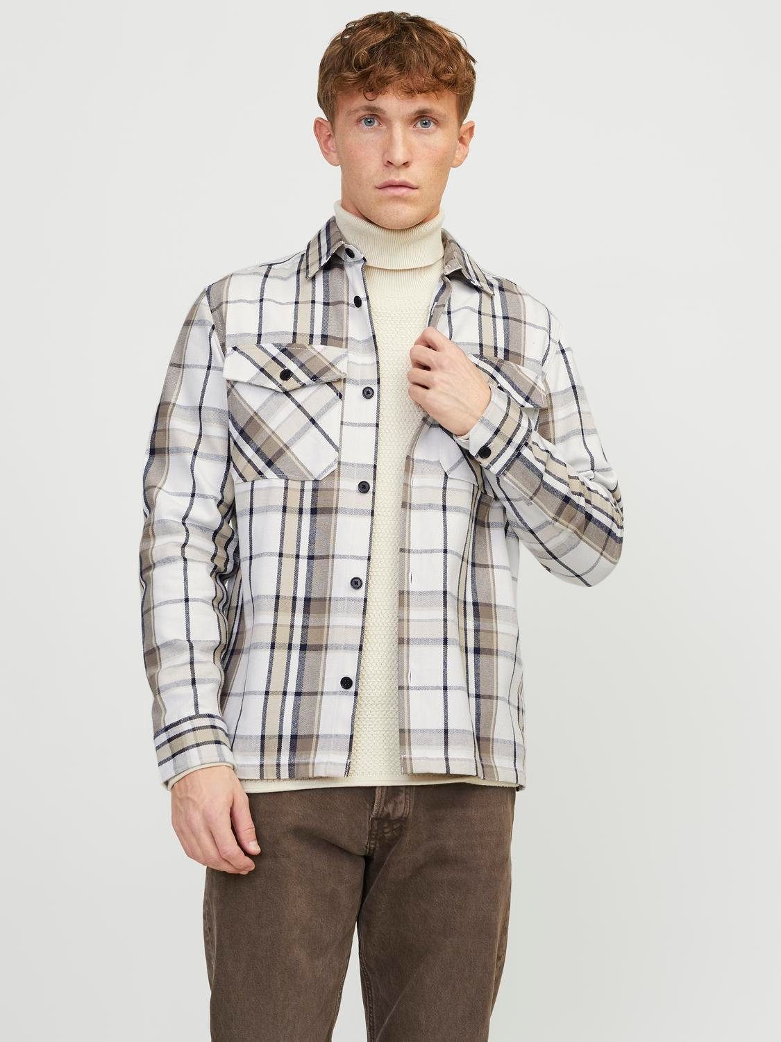 Jack & Jones Overhemd met lange mouwen JPRCCROY SPRING CHECK OVERSHIRT L/S SN heren overhemden maat M bruin