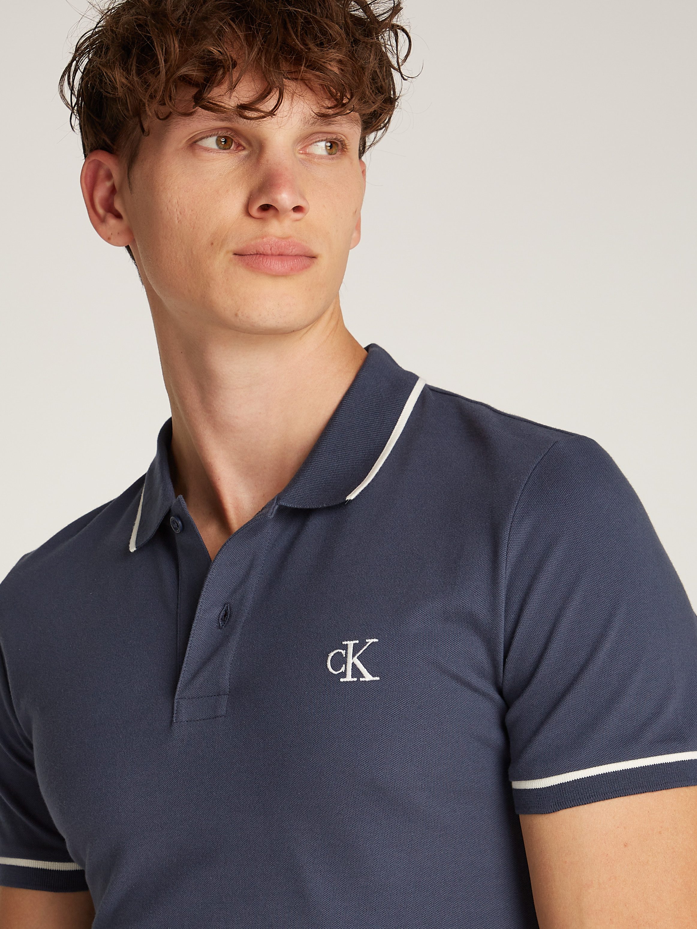 Calvin Klein Poloshirt TIPPING SLIM POLO met logo merklabel