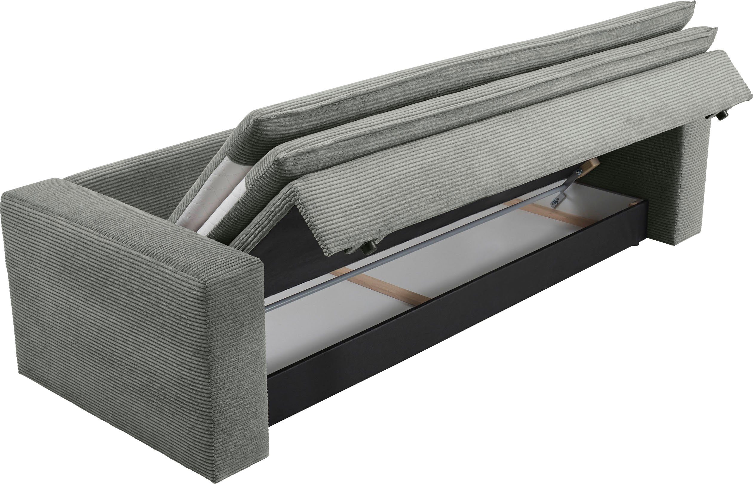 Places of Style 3-zitsbank PIAGGE Cord-bekleding - met slaapfunctie en bedkist, met praktische topmatras
