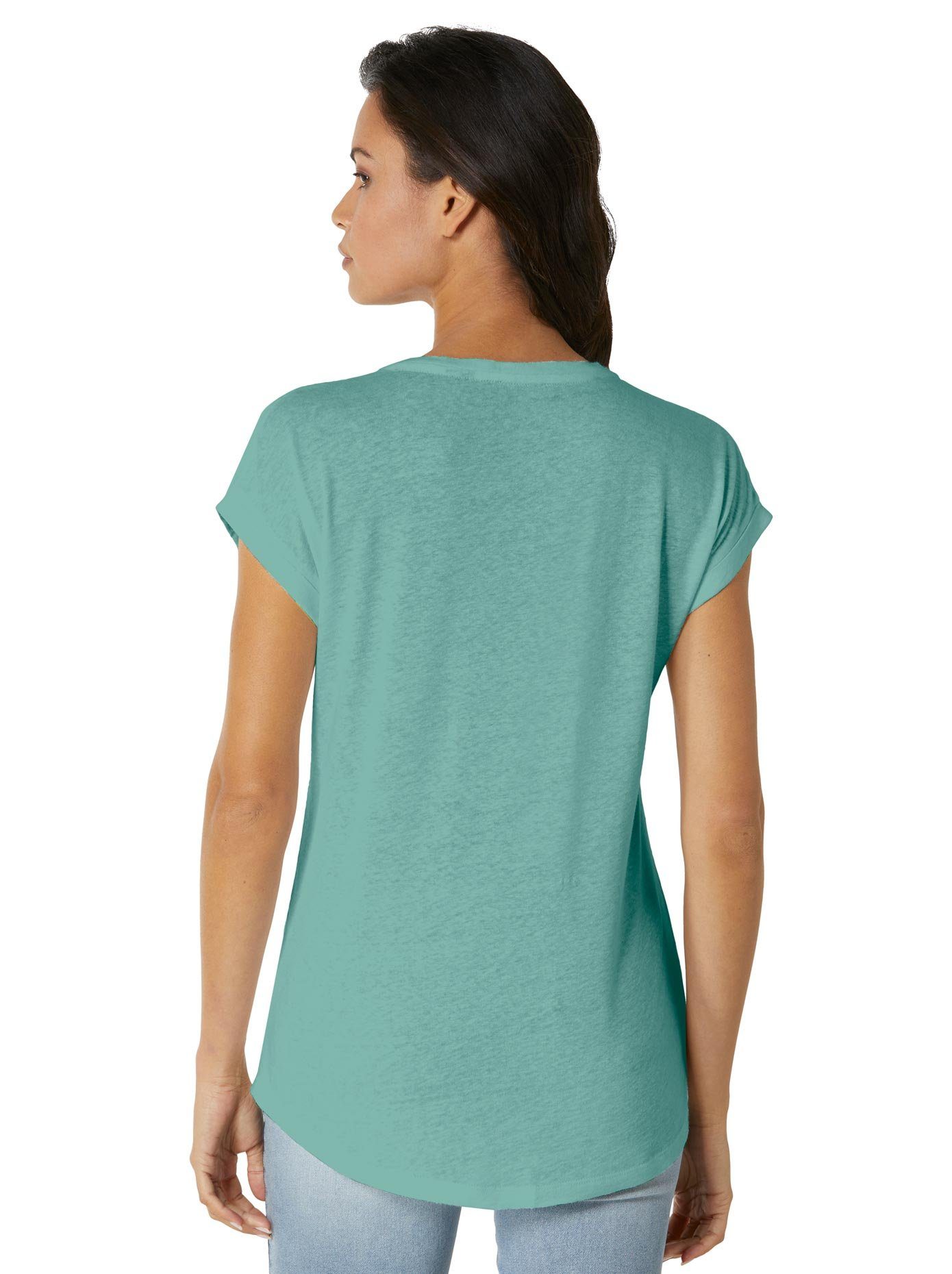 CREATION L PREMIUM Shirt met V-hals Linnen viscose overhemd (1-delig)