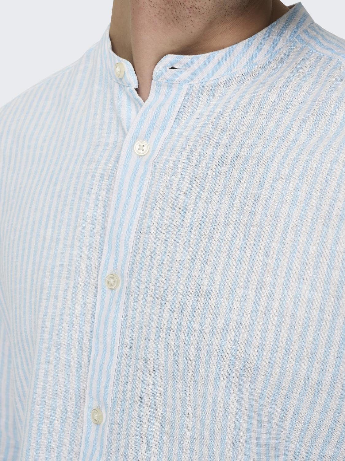 ONLY & SONS Overhemd met lange mouwen ONSCAIDEN LS MAO STRIPE LINEN SHIRT NOOS