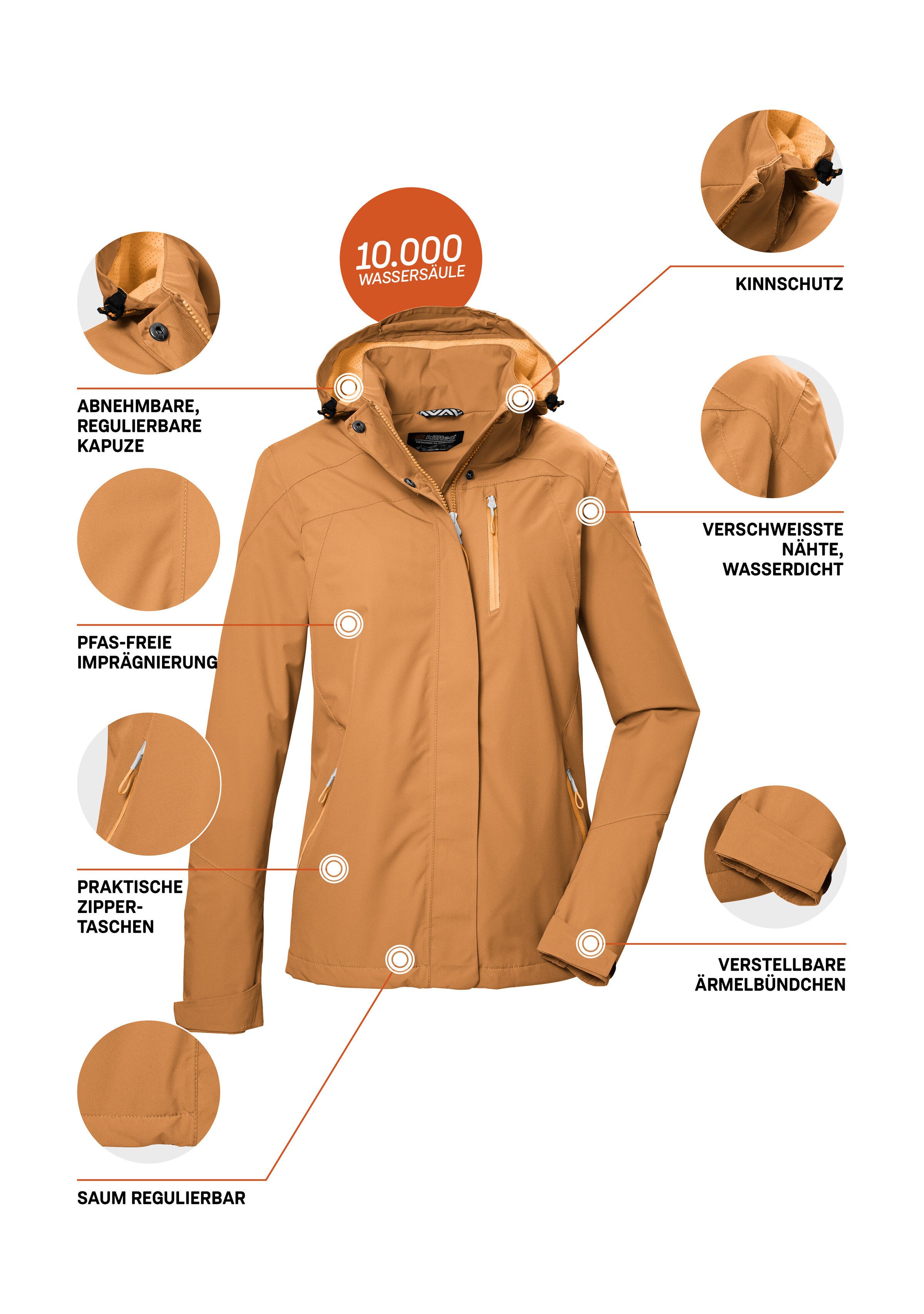 Killtec Outdoorjack KOS 28 WMN JCKT Waterdichte, ademende damesjas, PFAS-vrij, gerecycled materiaal