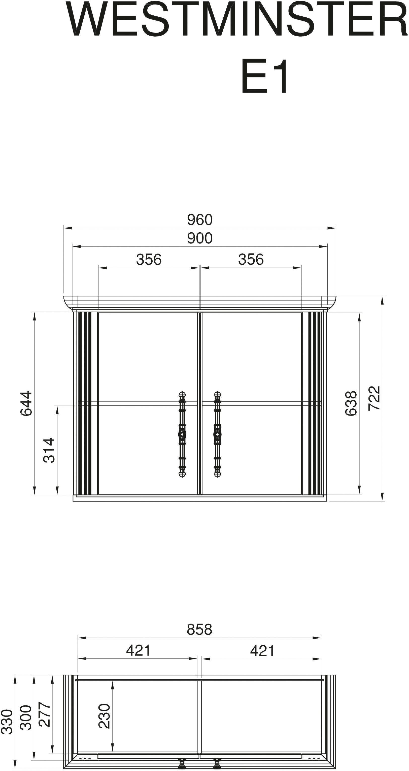 Kochstation Hangend kastje KS-Westminster in romantische landelijke stijl, breedte 96 cm, exclusief by otto
