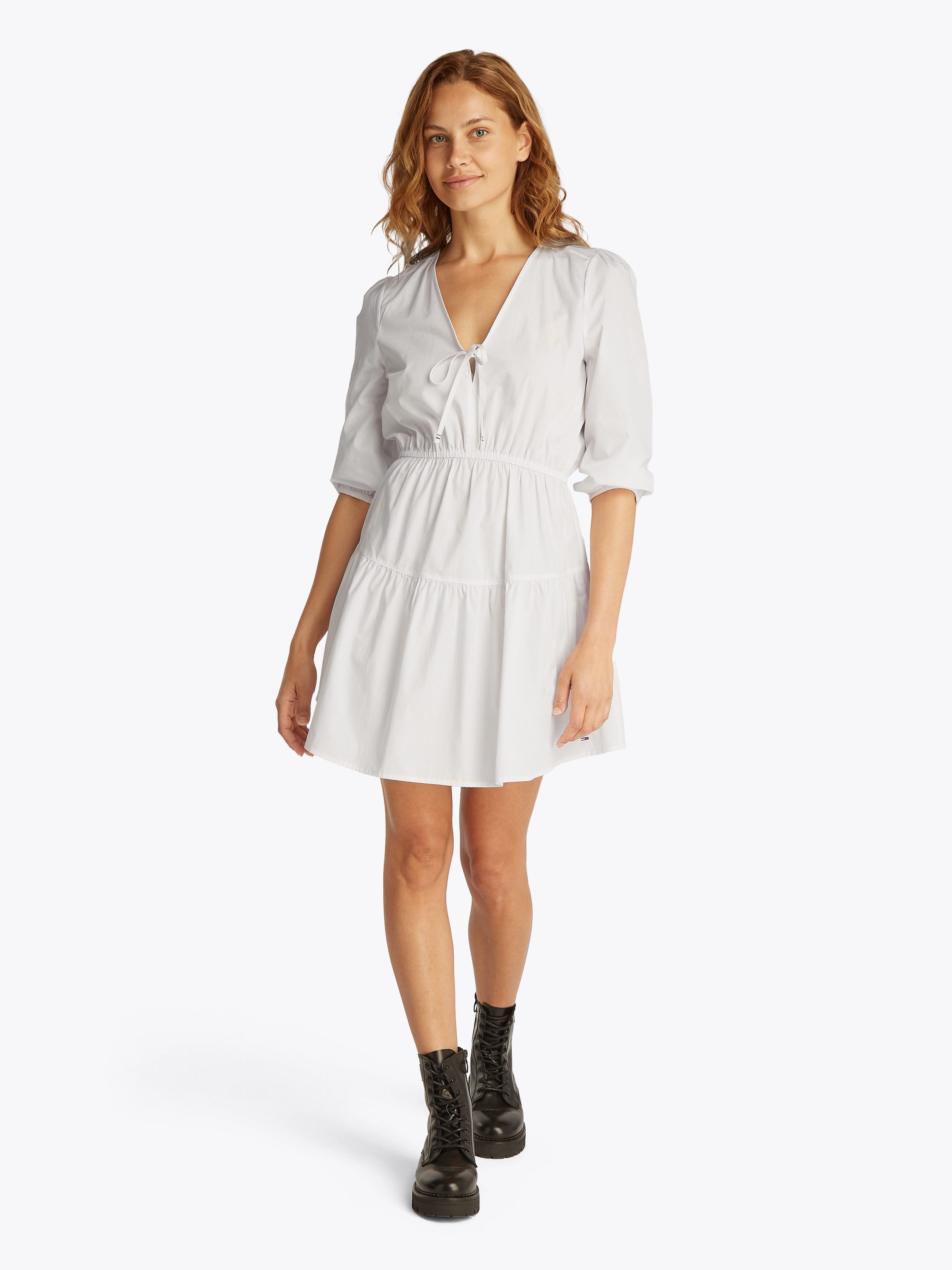TOMMY JEANS Blousejurk TJW POPLIN TIERED MINI DRESS EXT