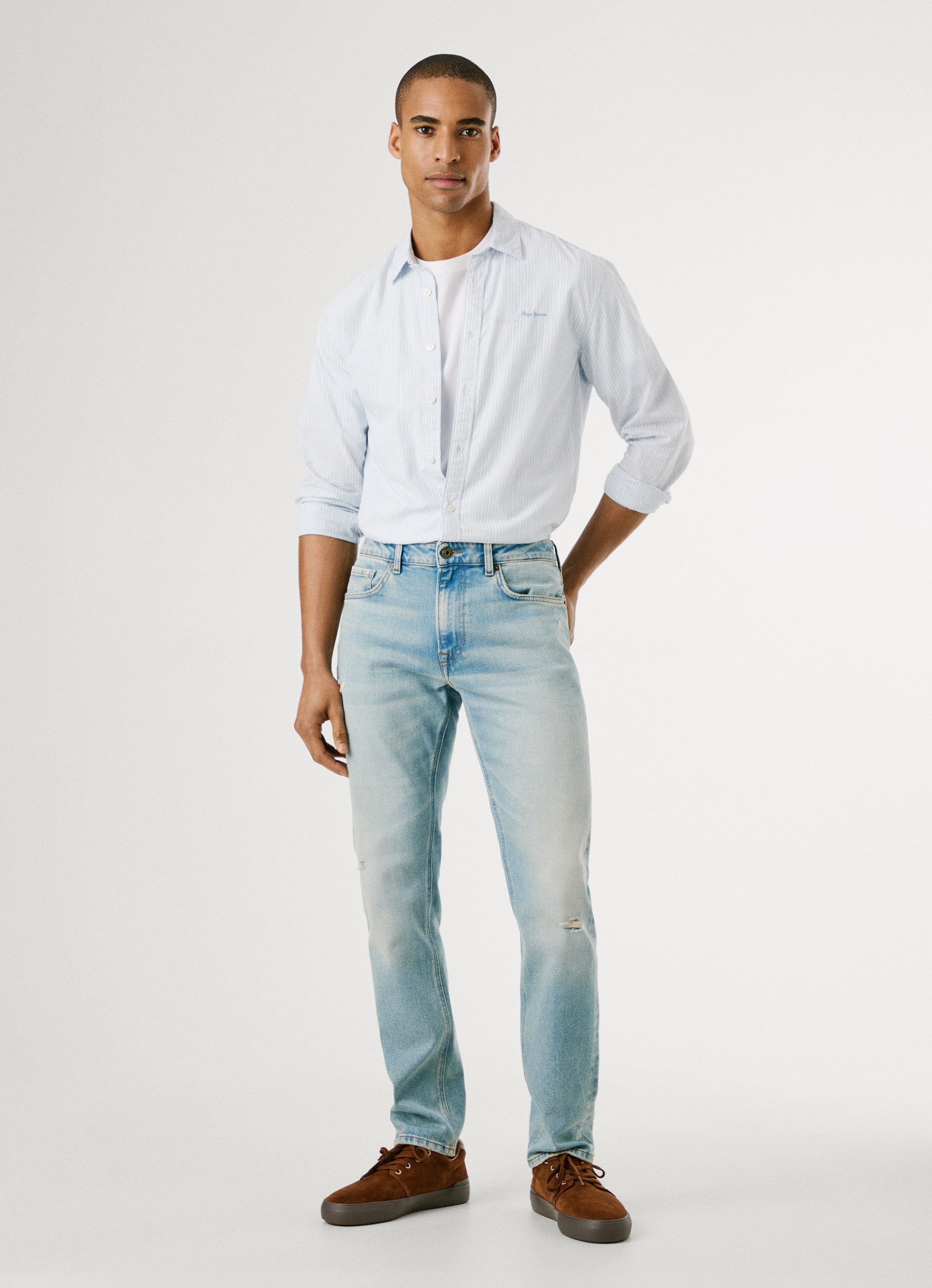 Pepe Jeans Tapered jeans STANLEY Decoratieve stiksels op de achterzakken