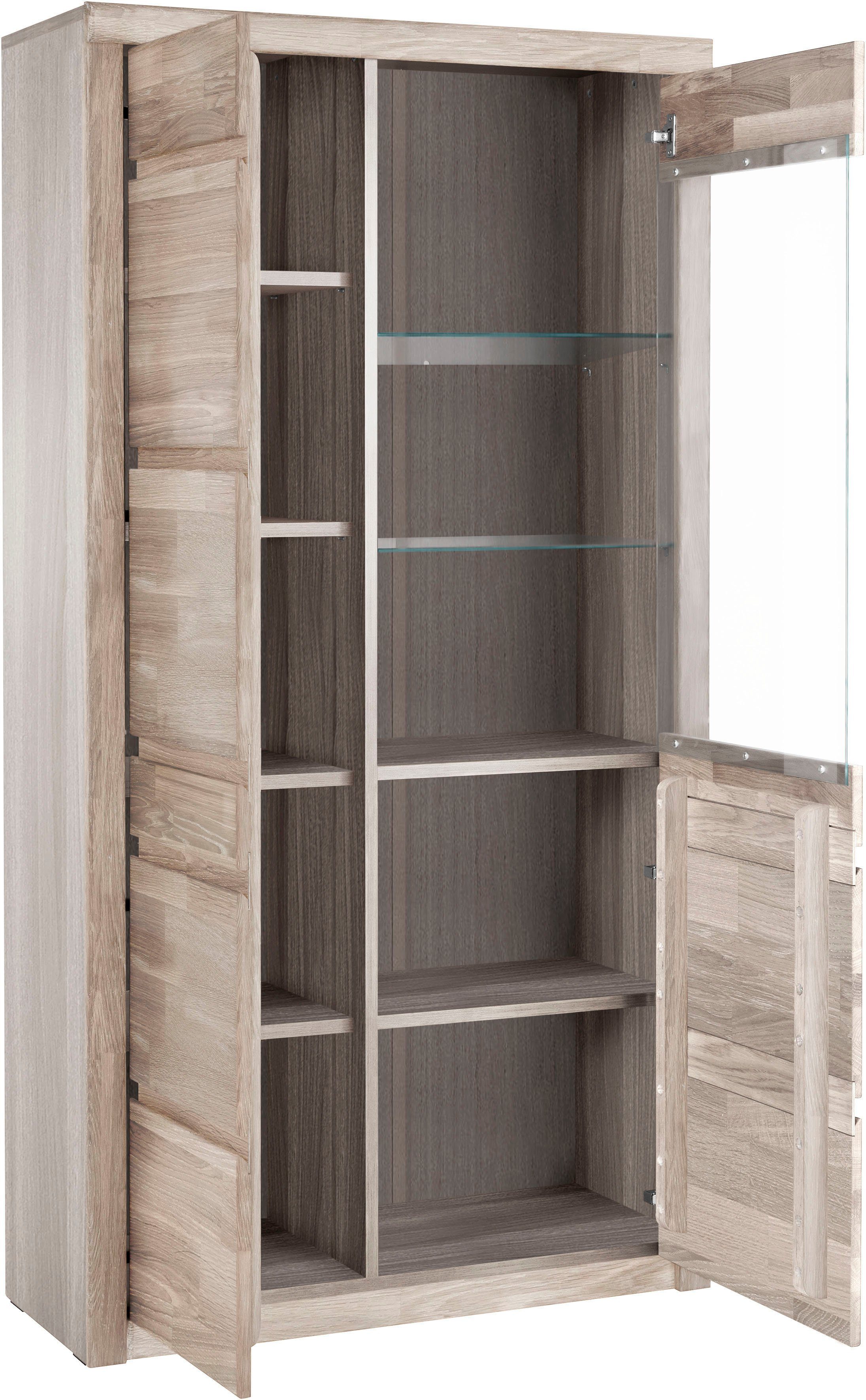Home affaire Vitrinekast Silkeborg gedeeltelijk massief, mooie greeploze look