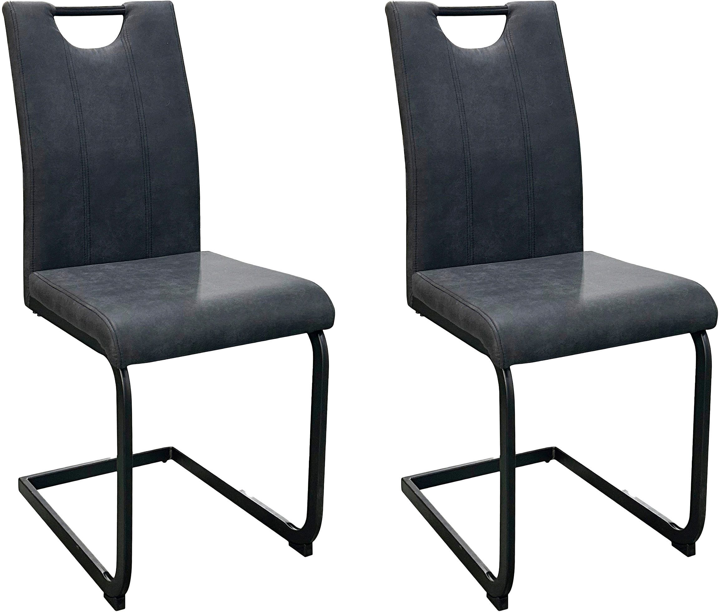 byLIVING Vrijdragende stoel Banff (2-stuks set) met handgreep, frame van zwart metaal, keukenstoel, diverse bekledingen (set)