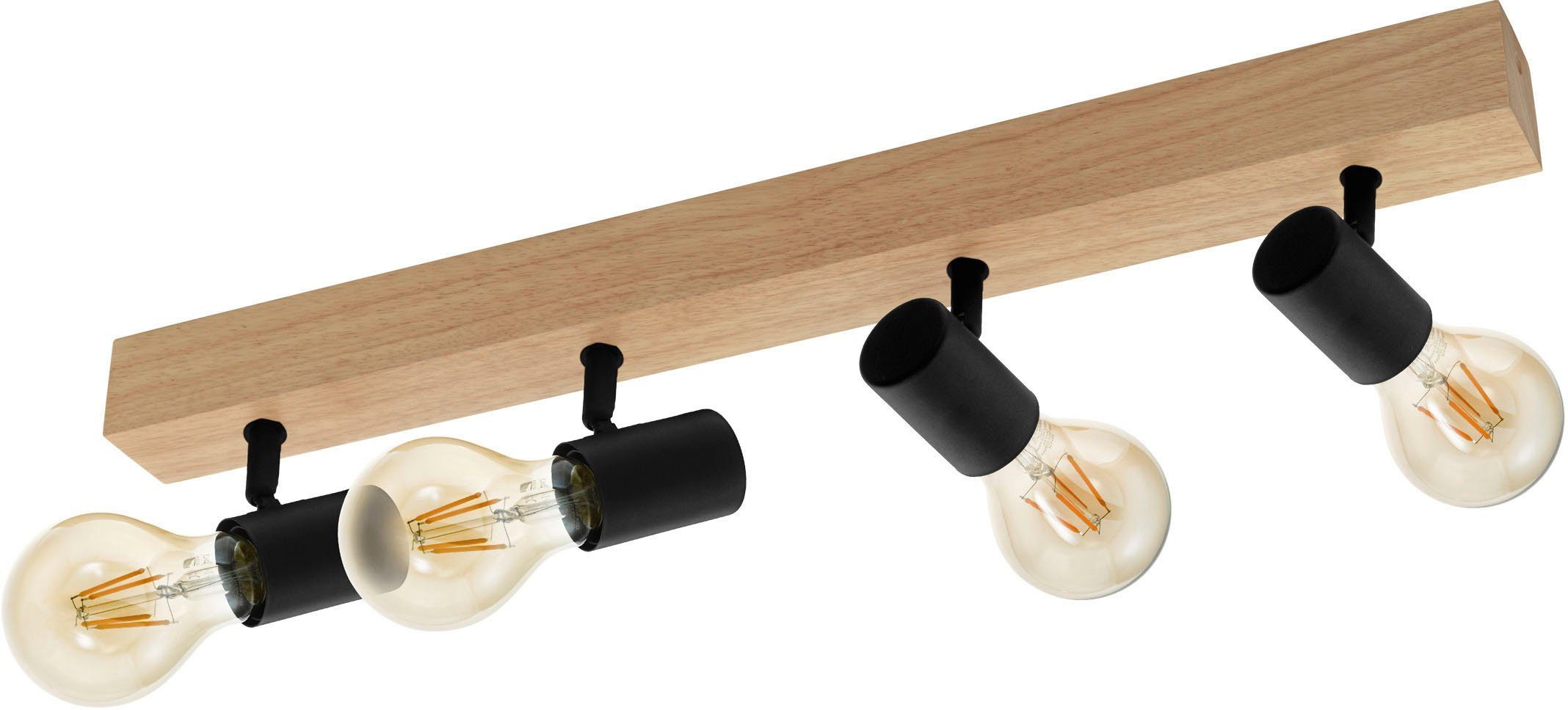 EGLO Plafondspot TOWNSHEND 3 Vintage plafondspot, Industrial design, retro lamp, fitting: E27 plafondlampen zwart