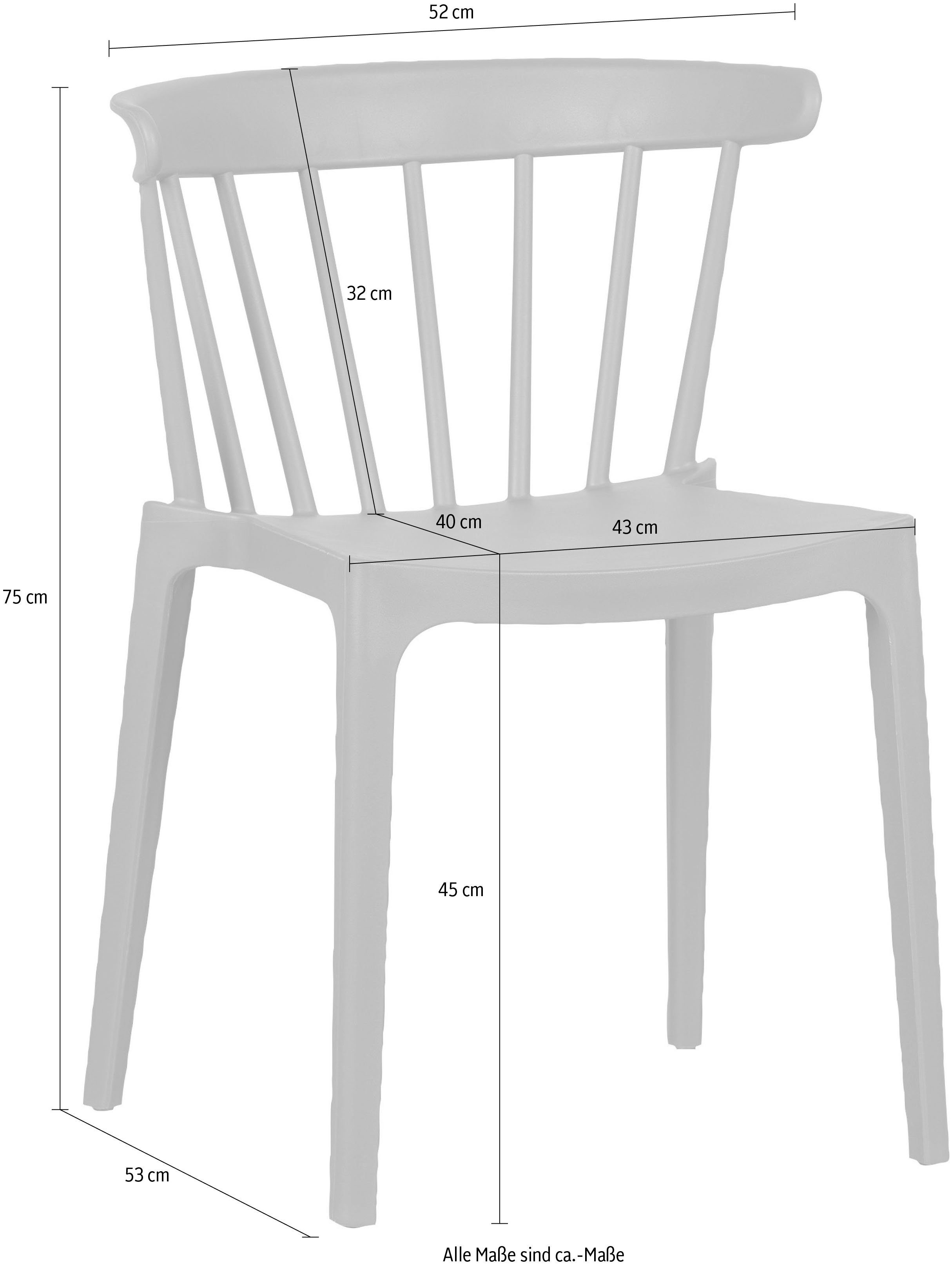 WOOOD Eetkamerstoel Bliss geschikt voor binnen- en buitengebruik, h 75 cm x b 52 cm (2 stuks)