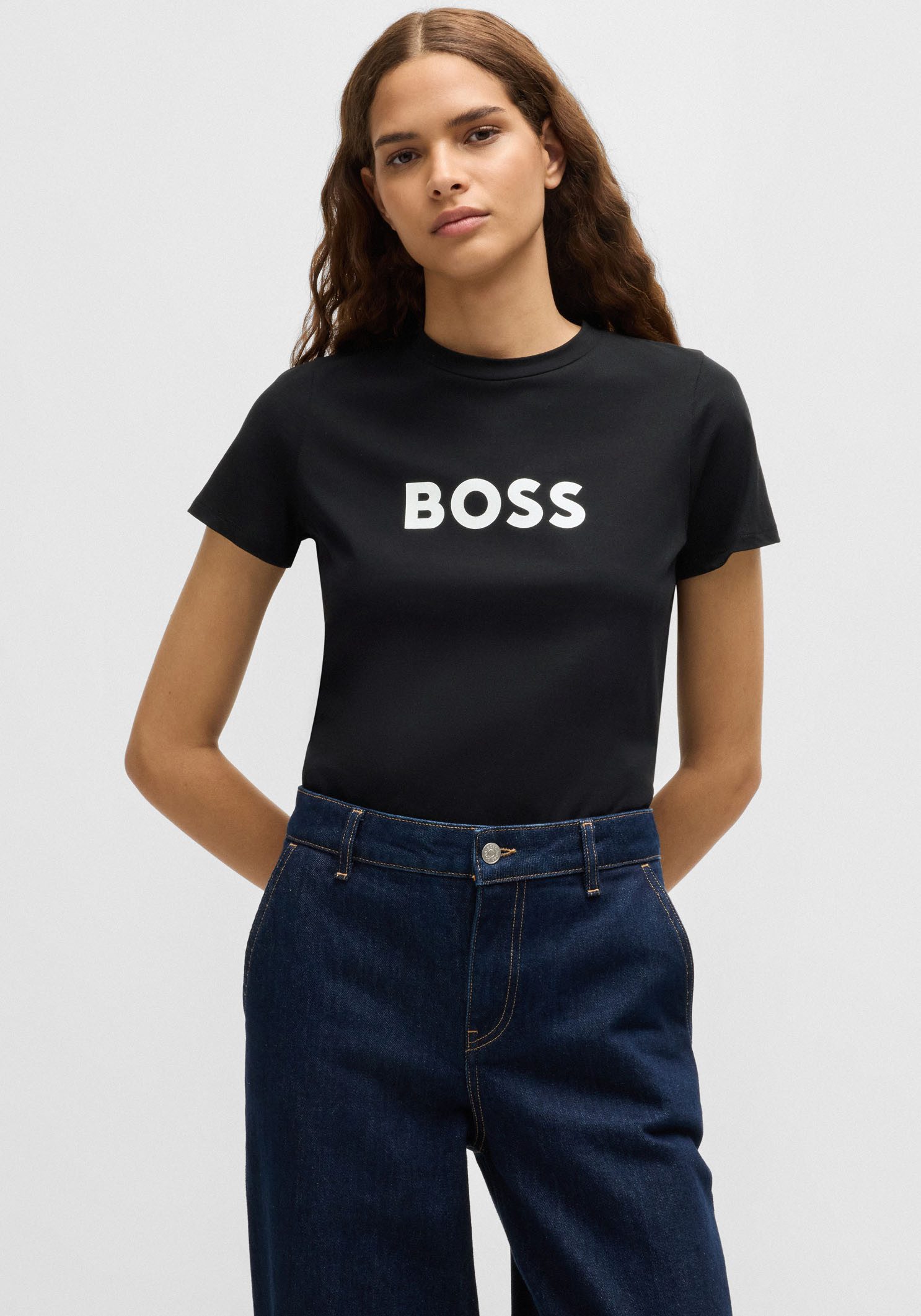 Boss Orange T-shirt C_Elogo_5 met contrasterende gekleurde boss print