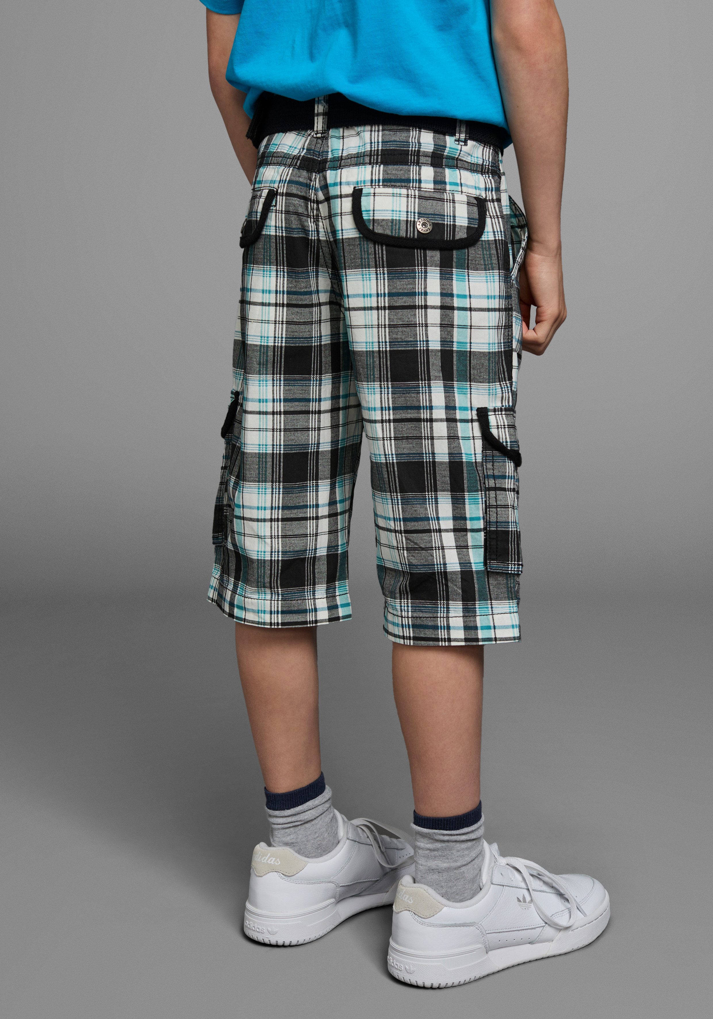 KIDSWORLD Short 2-delige bermuda’s met riem, geruite cargobermuda’s (set, 2-delig)