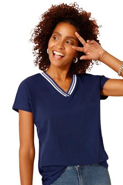 classic basics shirt met v-hals blauw