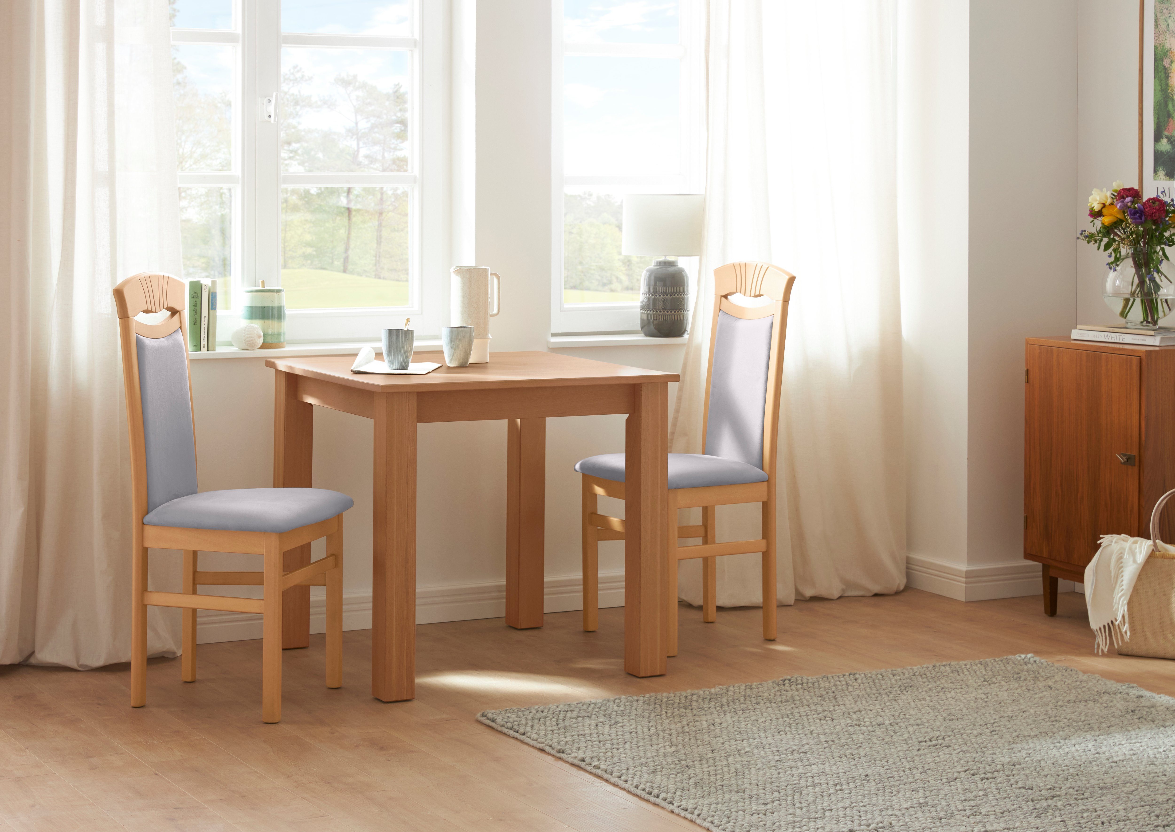 Home affaire Eetkamerstoel Franz slijtvast microvezel, onderstel beuken naturel of wit, houten stoel (set, 2 stuks)