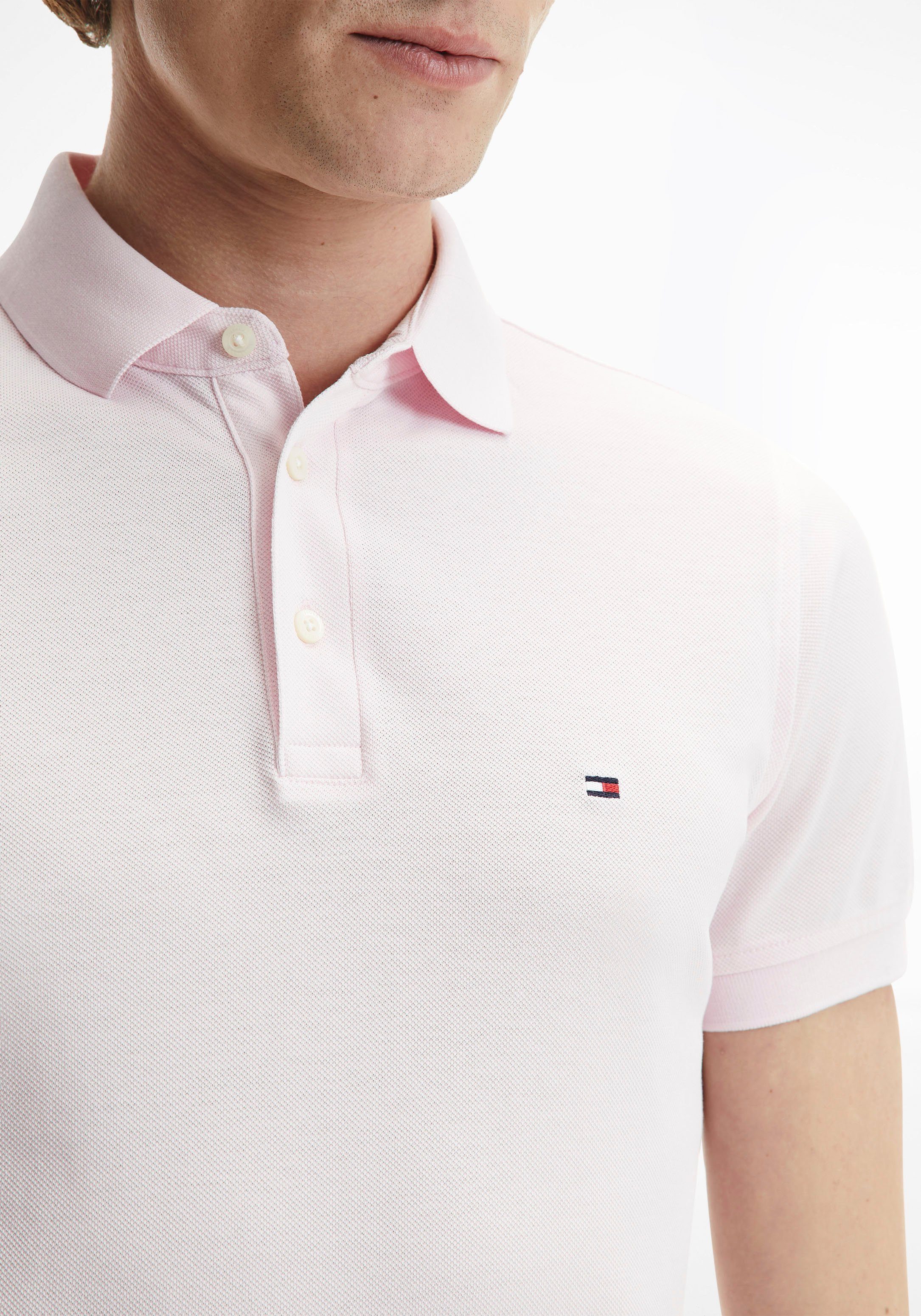 Tommy Hilfiger Poloshirt 1985 SLIM POLO Merkborduurwerk, van katoen-piqué