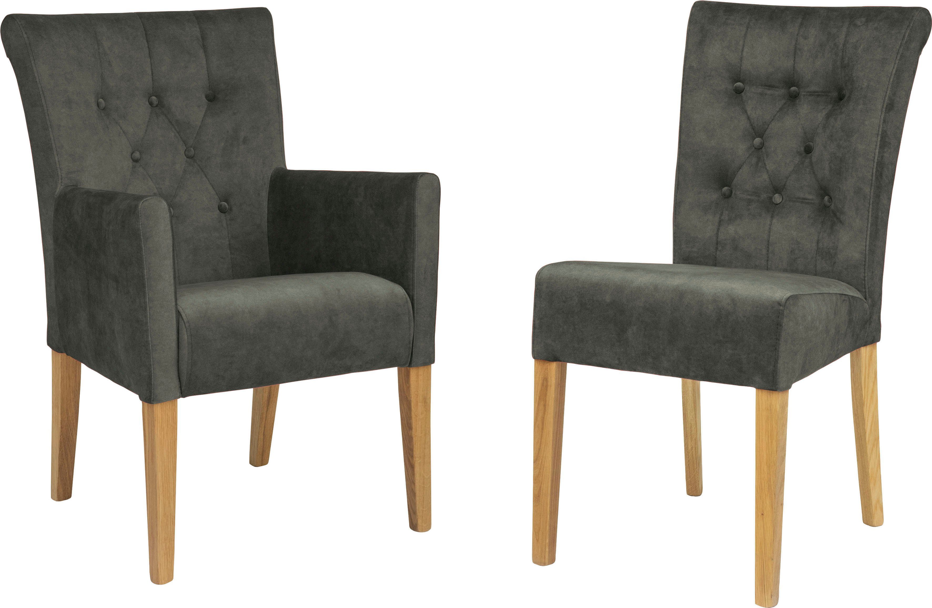 Home affaire Stoel Queen Eetkamerstoel met capitonnage, set van 2, 4 of 6