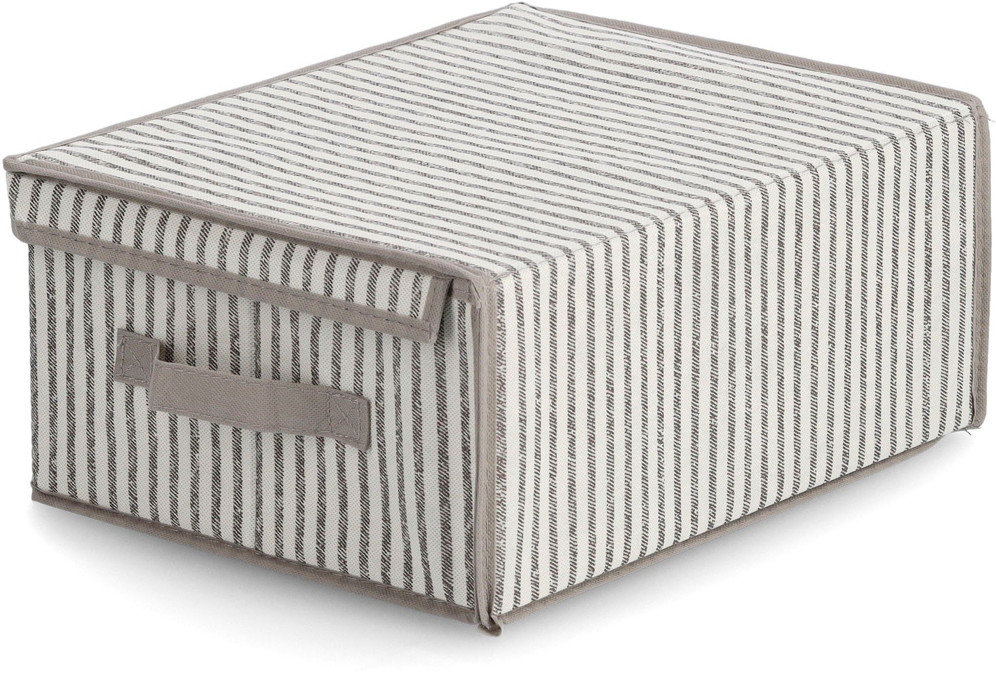 Zeller Present Opbergbox Strepen Fleece, beige