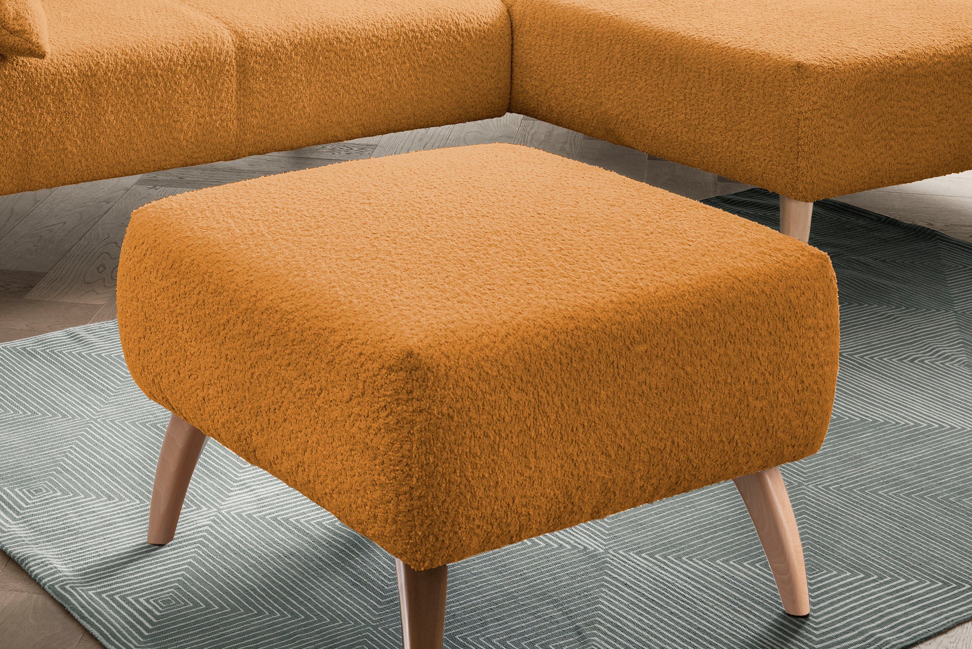 INOSIGN Hocker Colori Kleur houten poten naar keuze, verschillende stoffen, hoogwaardige stof
