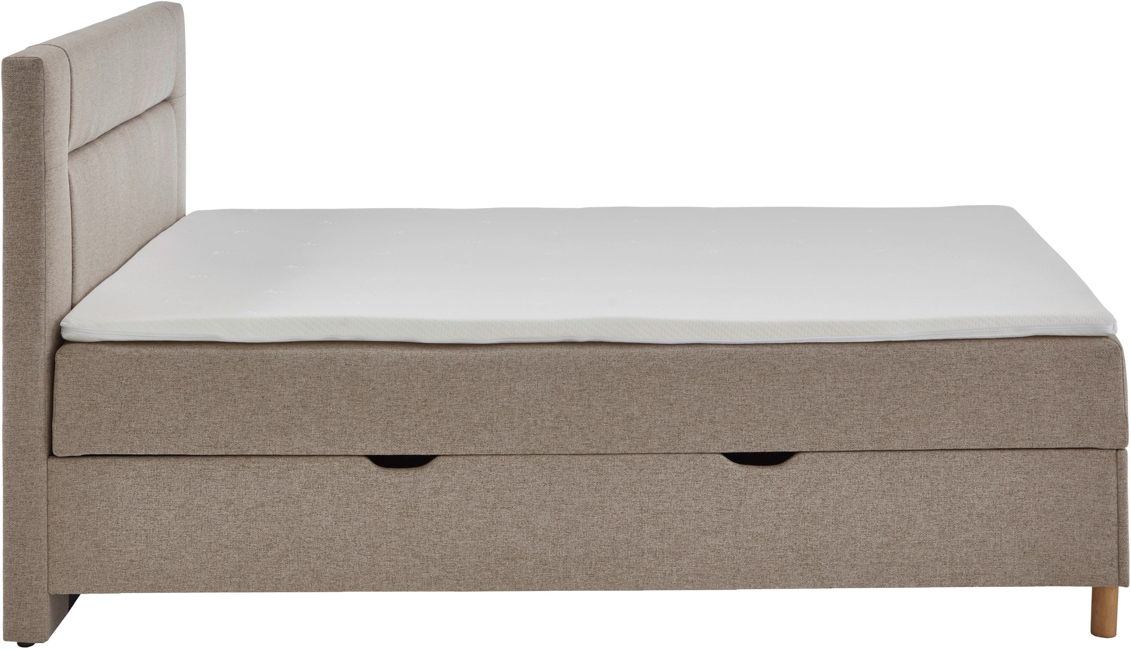 INOSIGN Boxspring Escalon II, met opbergruimte, inclusief topper, met houten poten