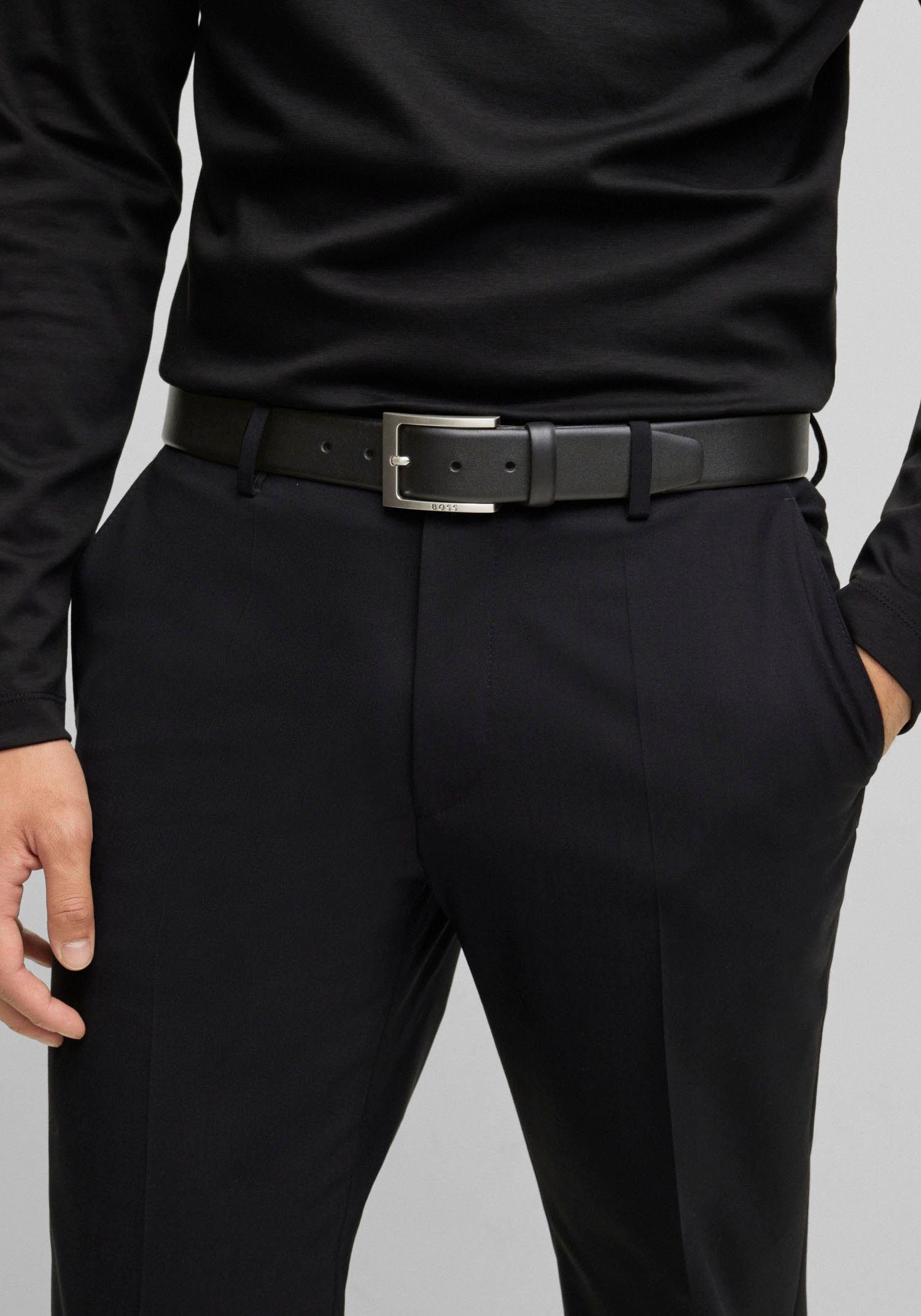 Boss Leren riem van nappaleer met boss logo-speldsluiting