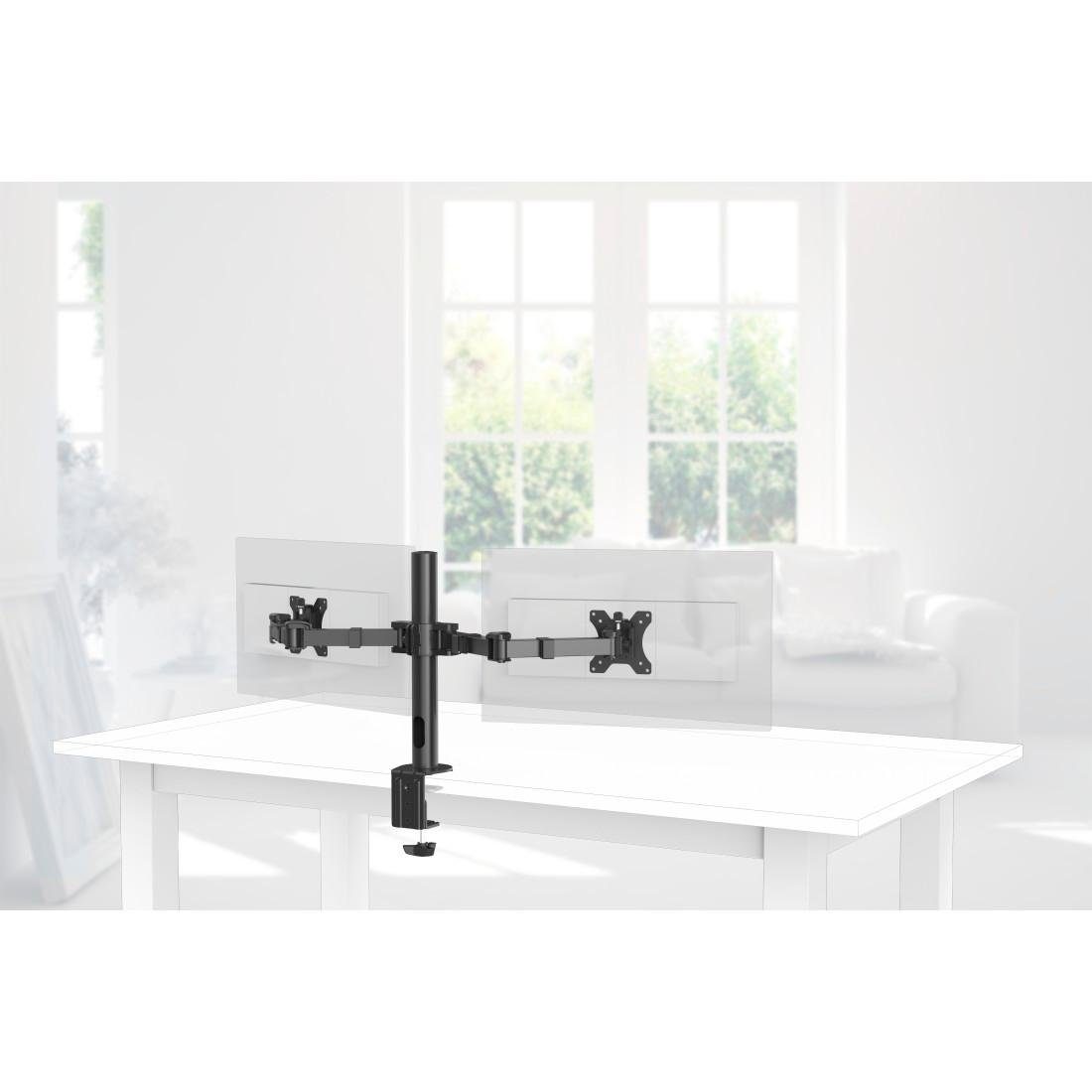 Hama Monitorhouder Beeldschermsteun, 2 monitoren, dubbele arm zwart