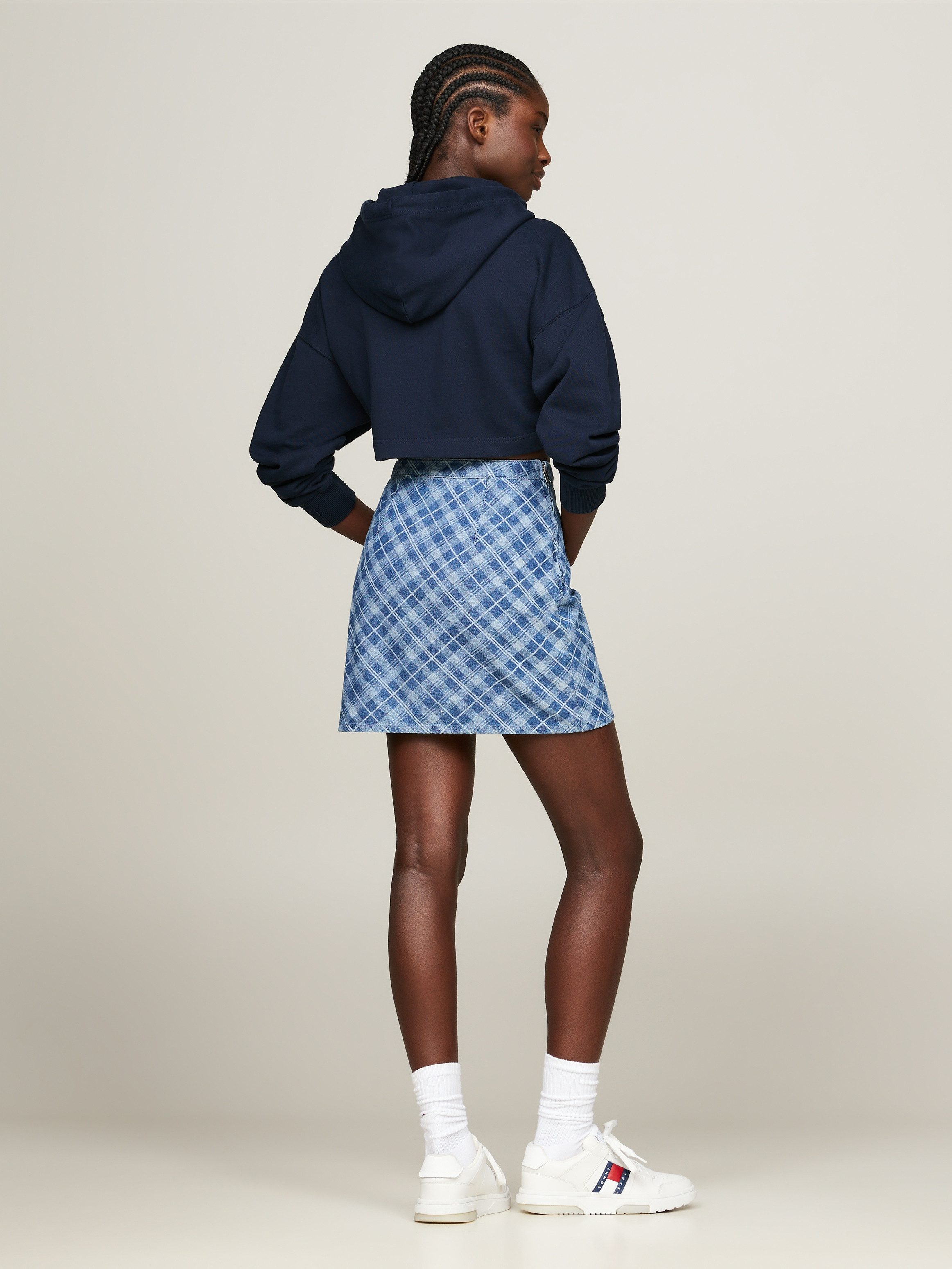 TOMMY JEANS Geweven rok TJW TARTAN CHECK CHAMBRAY SKIRT Webrok in modieuze tartan ruitpatroon