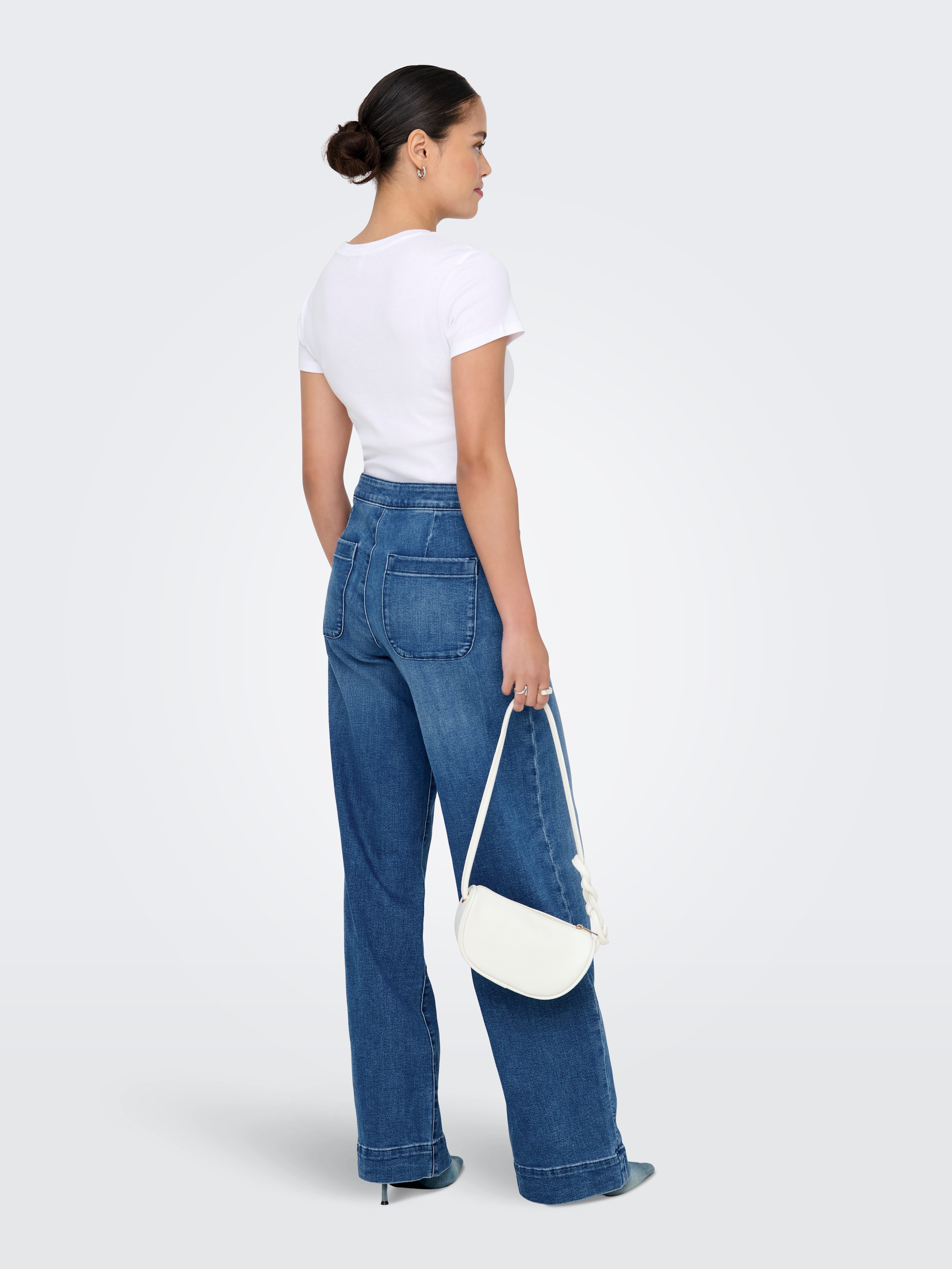 Only High-waist jeans ONLMADISON HW BUTTON WIDE DNM GEN769NOOS