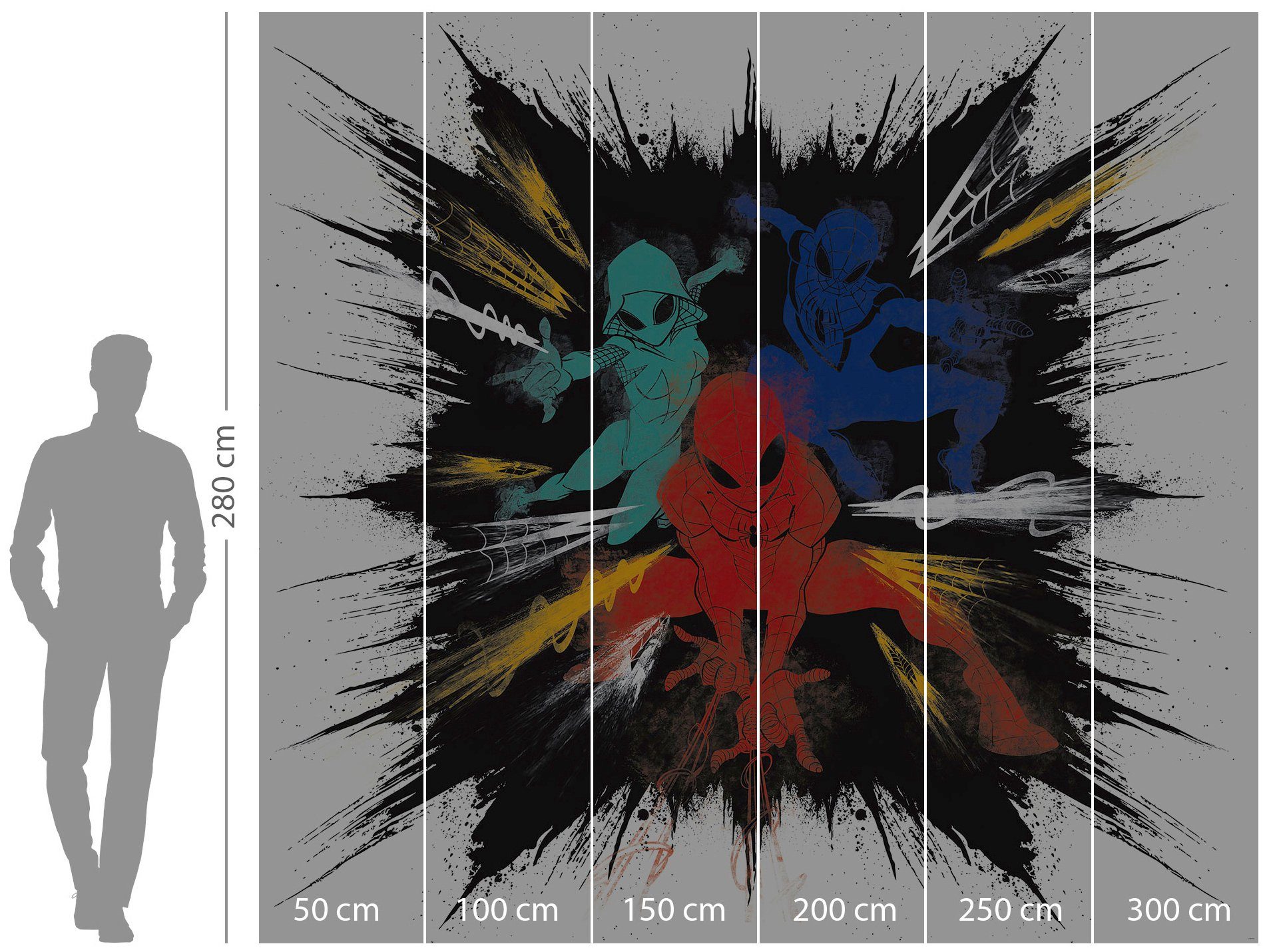 Komar Vliesbehang Digitale print vlies - Spider-Man Color Explosion - Afmeting 300 x 280 cm