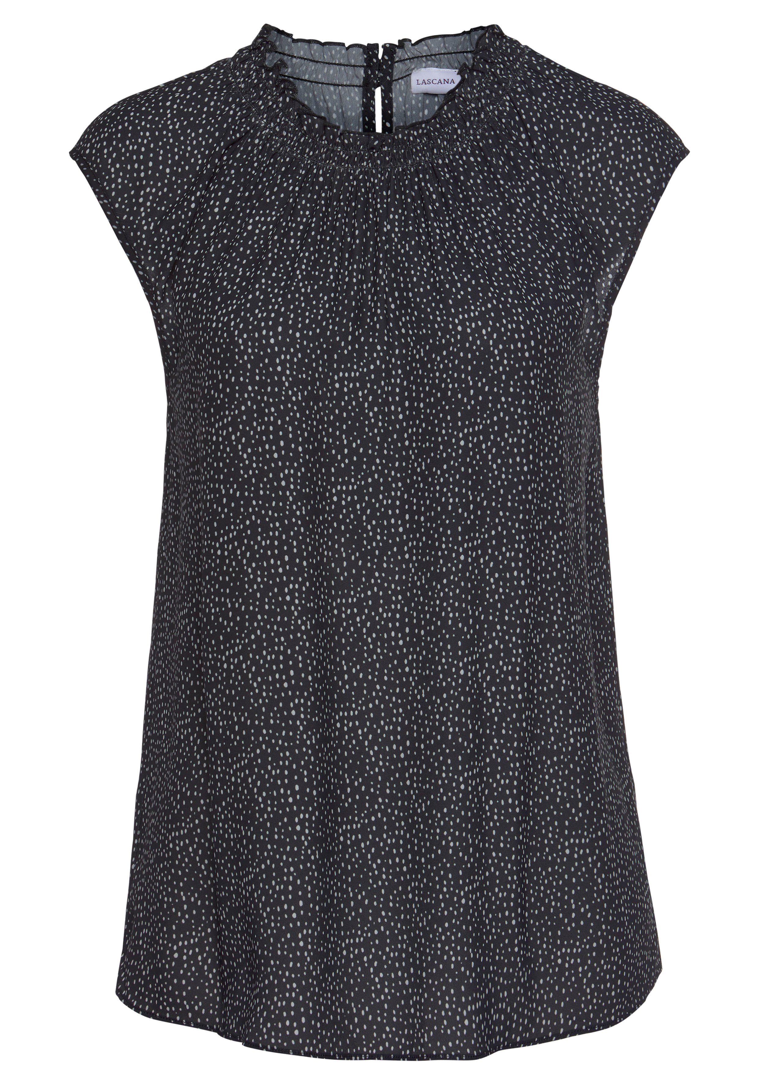 Lascana Blouse met korte mouwen met stippenprint, damesblouse, elegant