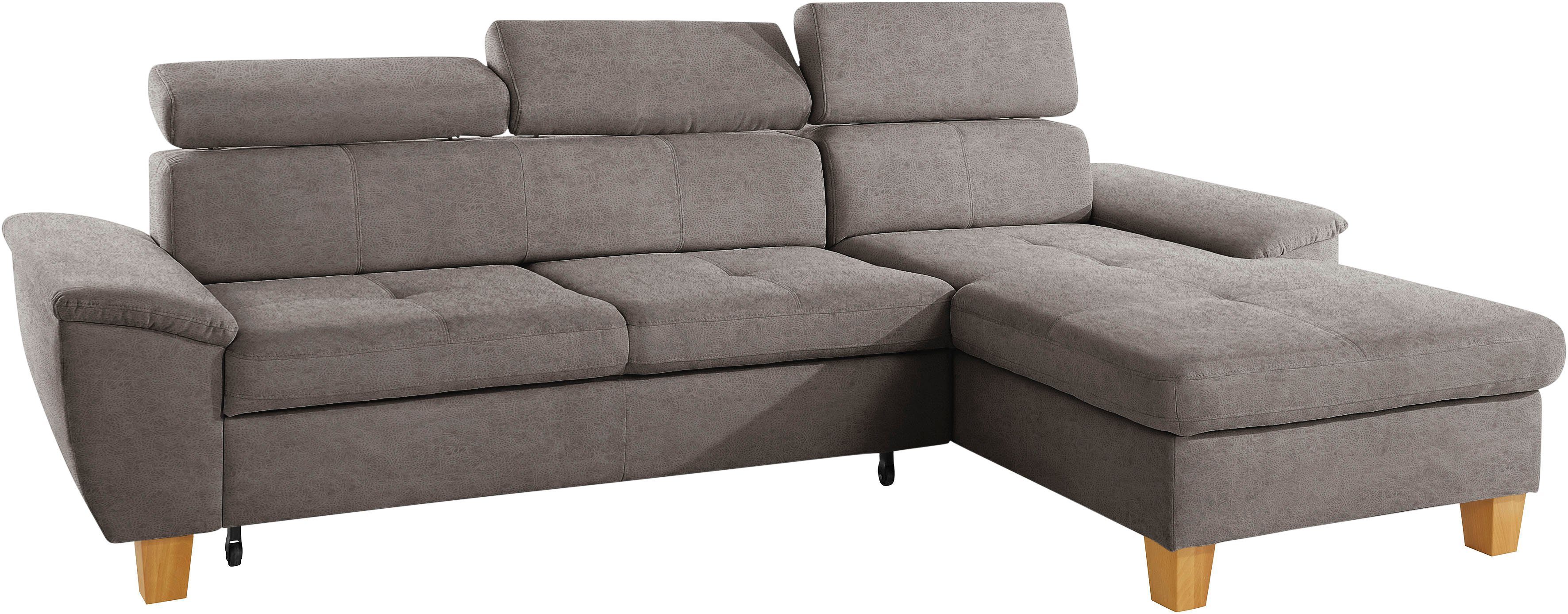 exxpo - sofa fashion Hoekbank Enya, uitgebreide afwerking, hoog zitcomfort, comfortabel, L-vorm inclusief verstelbare hoofdsteun, naar keuze met slaapfunctie en bedkist