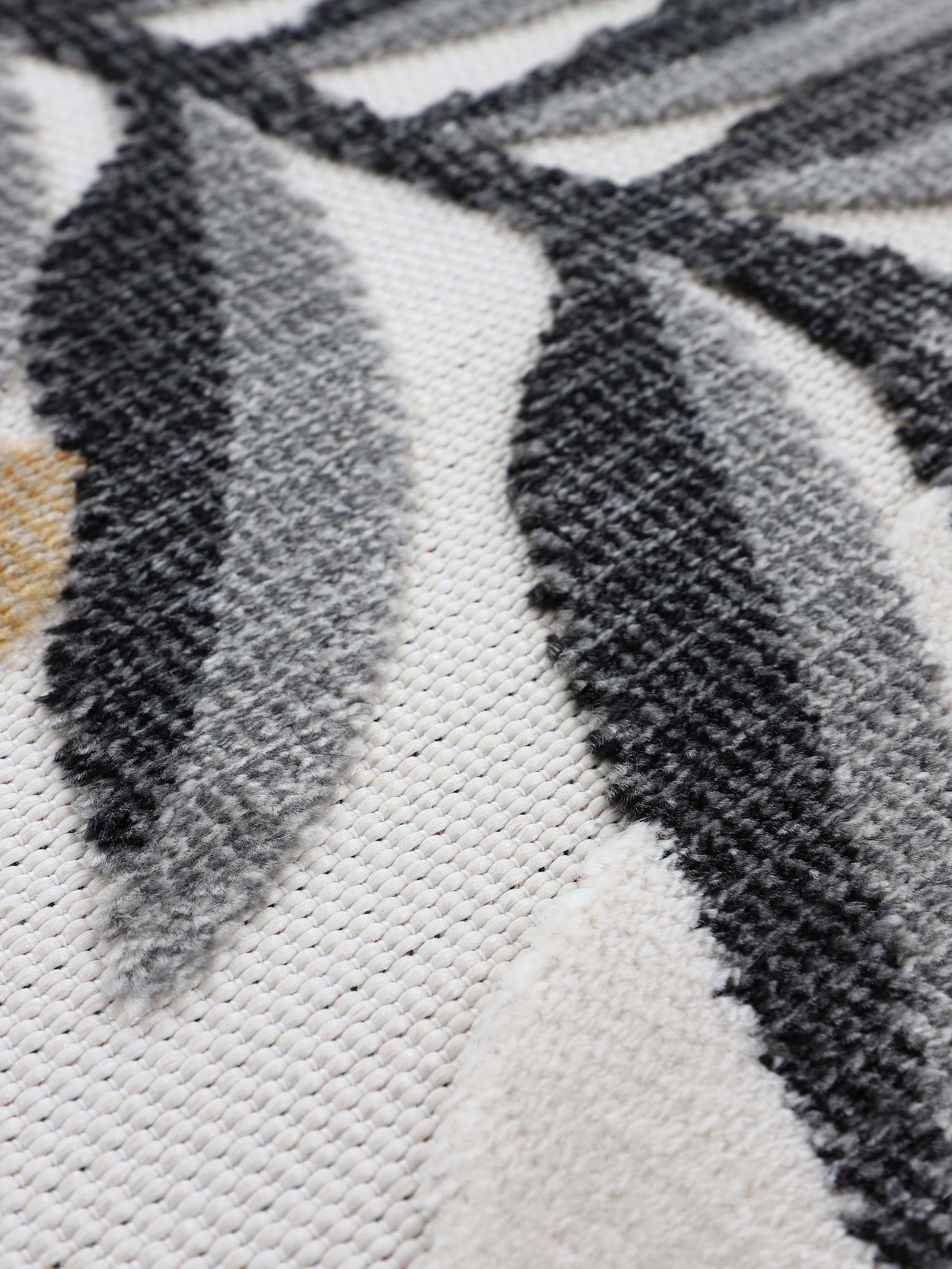 carpetfine Vloerkleed Deja 102 robust vlakweefsel, motief - florale palmbladeren, hoog-laag effect