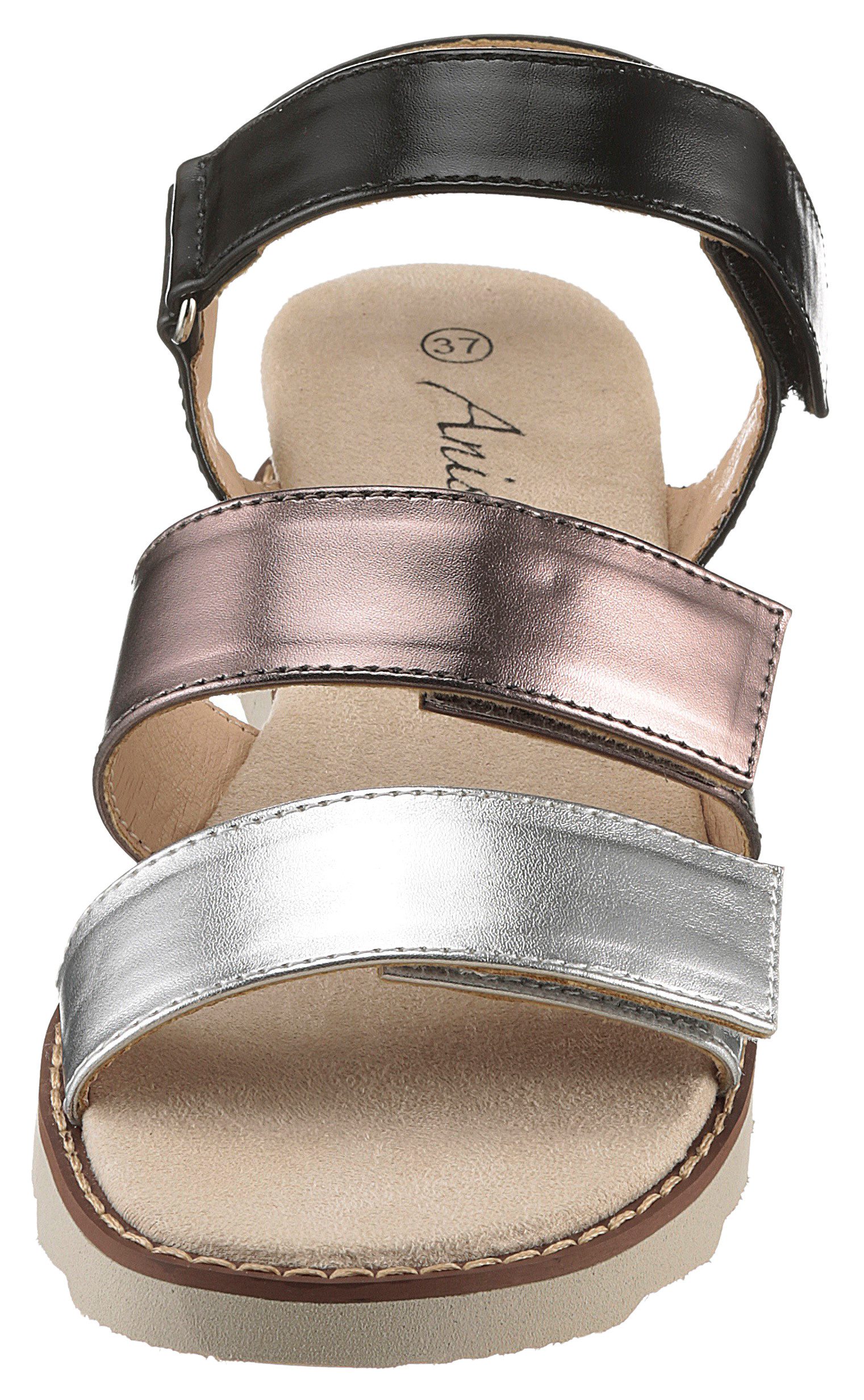 Aniston SHOES Sleehaksandaaltjes , sandaal, zomerschoen, klittenbandschoen, metallic-look - nieuwe collectie