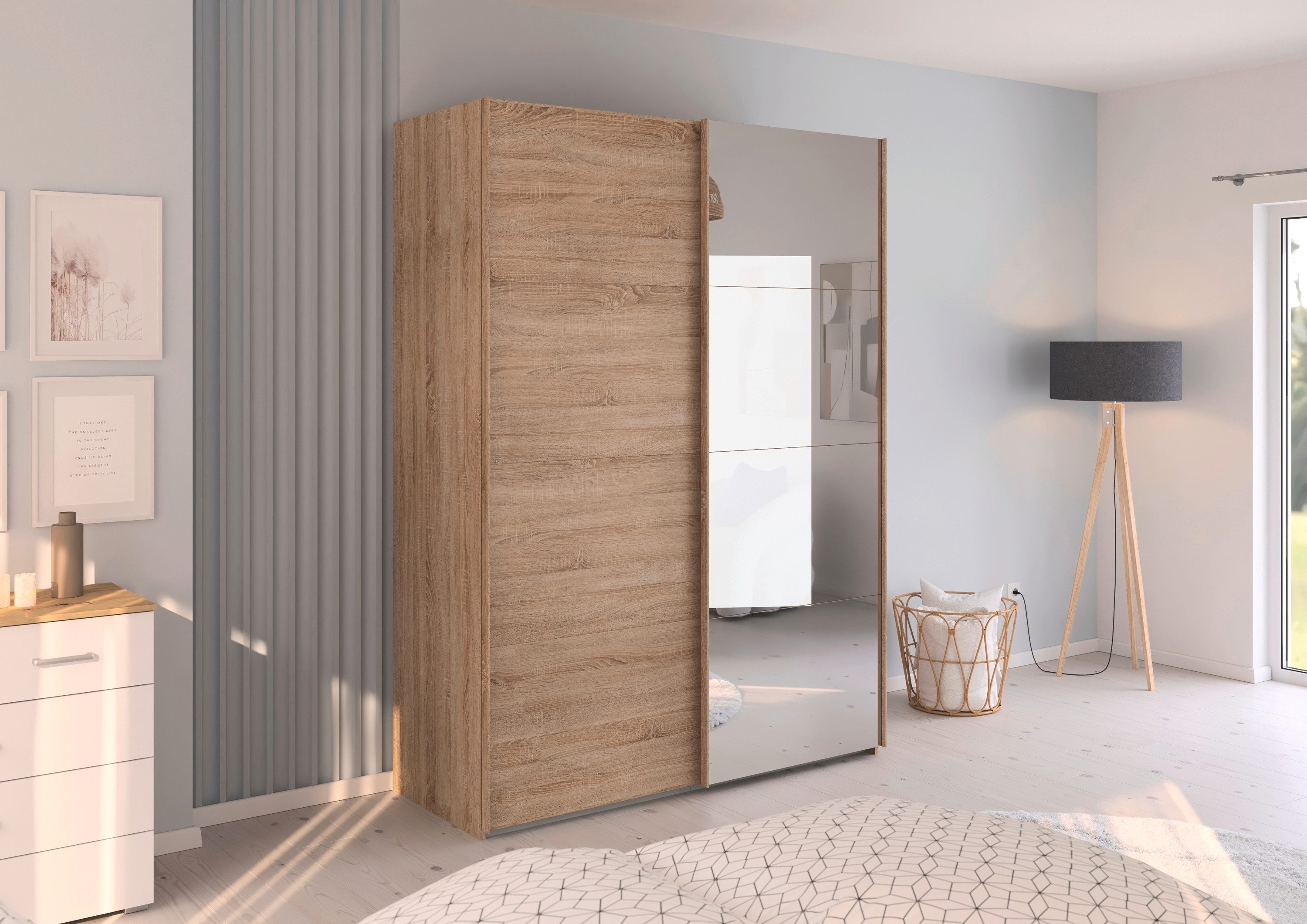rauch Schuifdeurkast Kledingkast Kast Garderobe Slaapkamerkast EVELYN in elegante stijl met spiegel 5 breedtes veel opbergruimte made in germany
